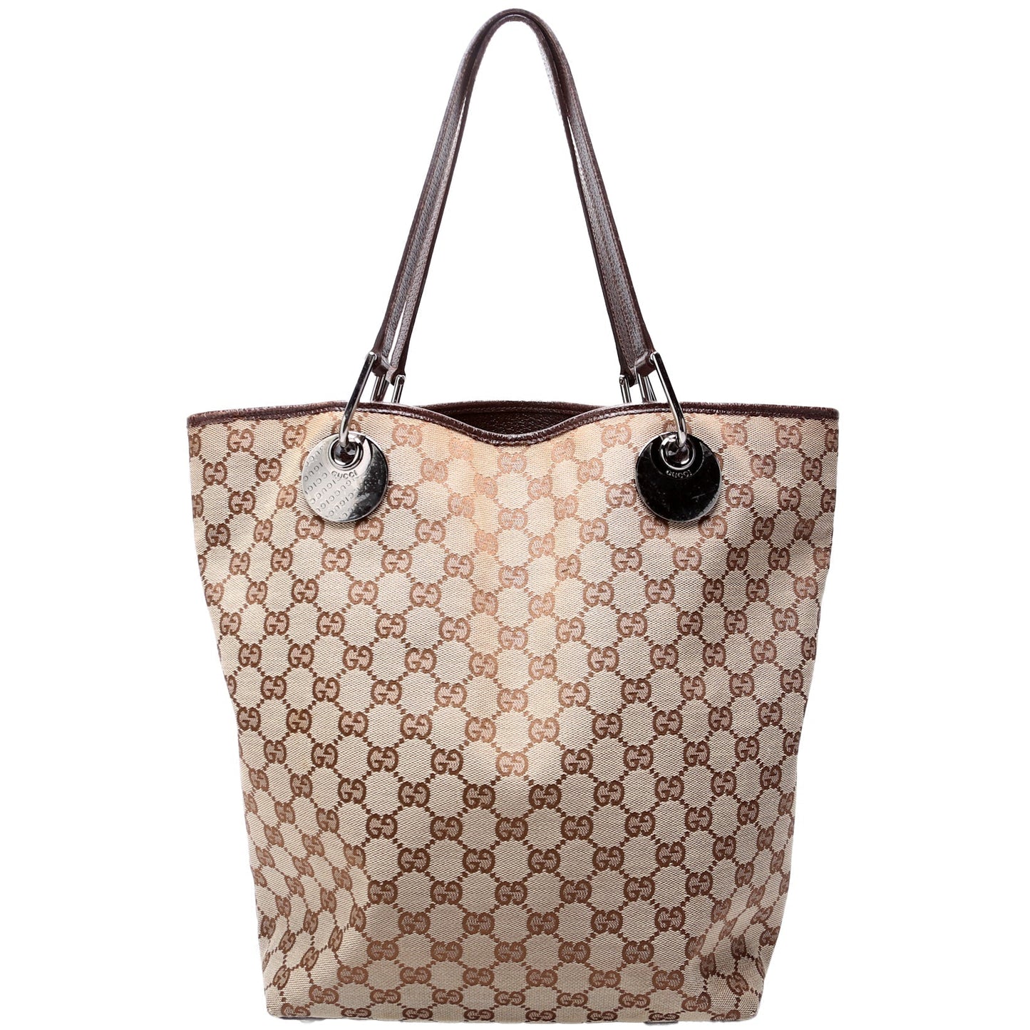 Gucci 120836 GG Canvas Tote Brown Bag