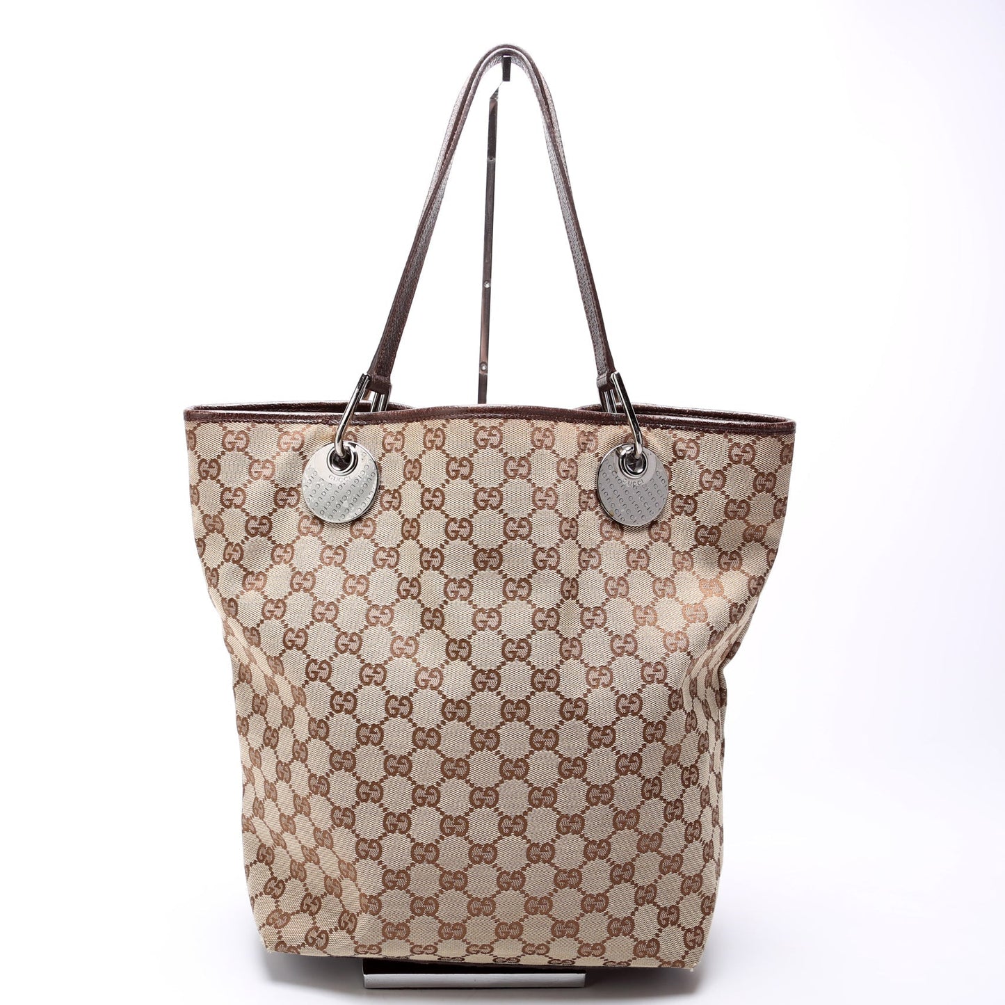 Gucci 120836 GG Canvas Tote Brown Bag