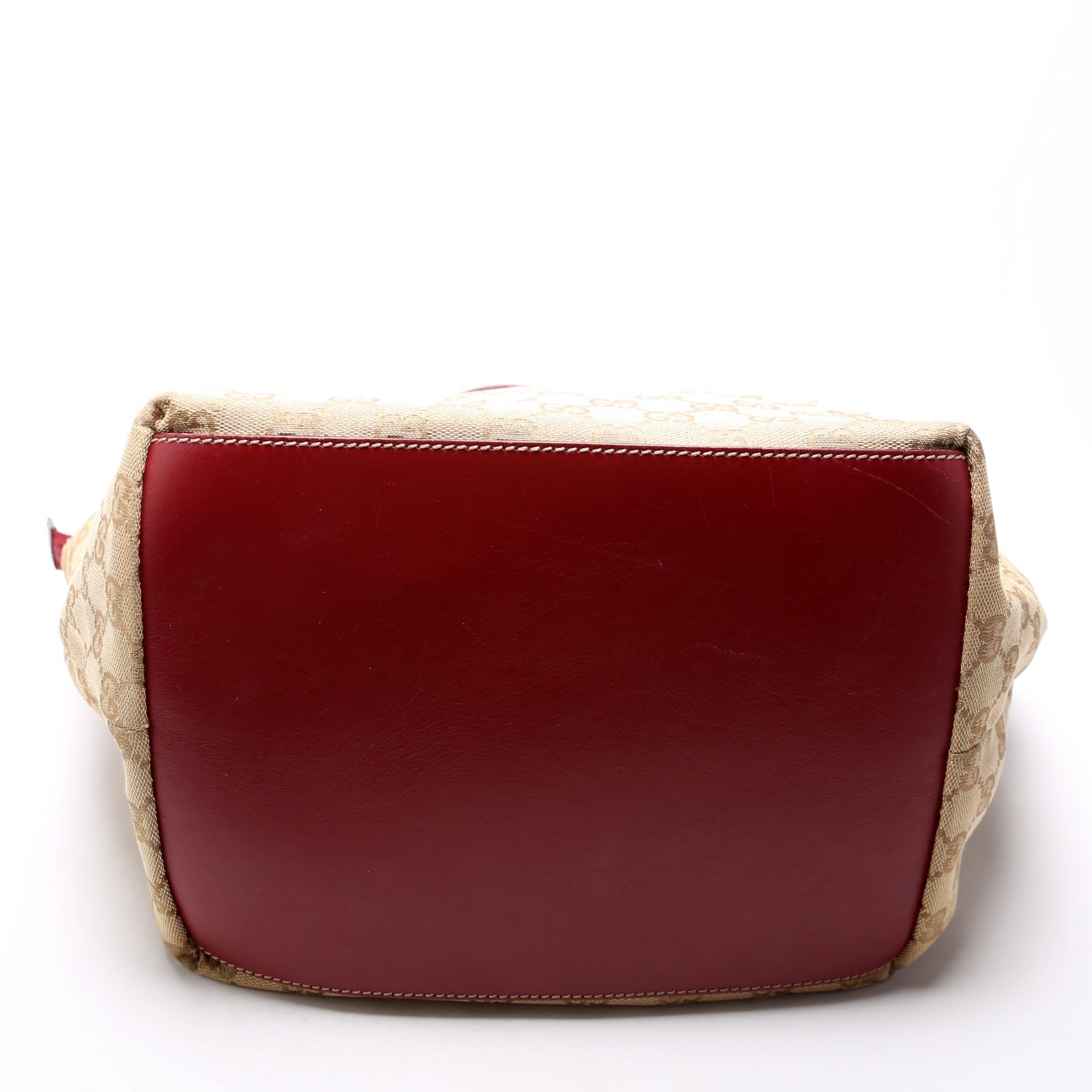 Gucci 131230 GG Canvas Web Bucket Tote Red Bag