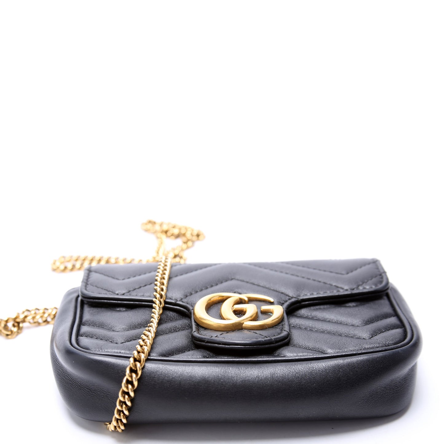 Gucci 476433 Marmont Leather Super Mini Flap Black Bag