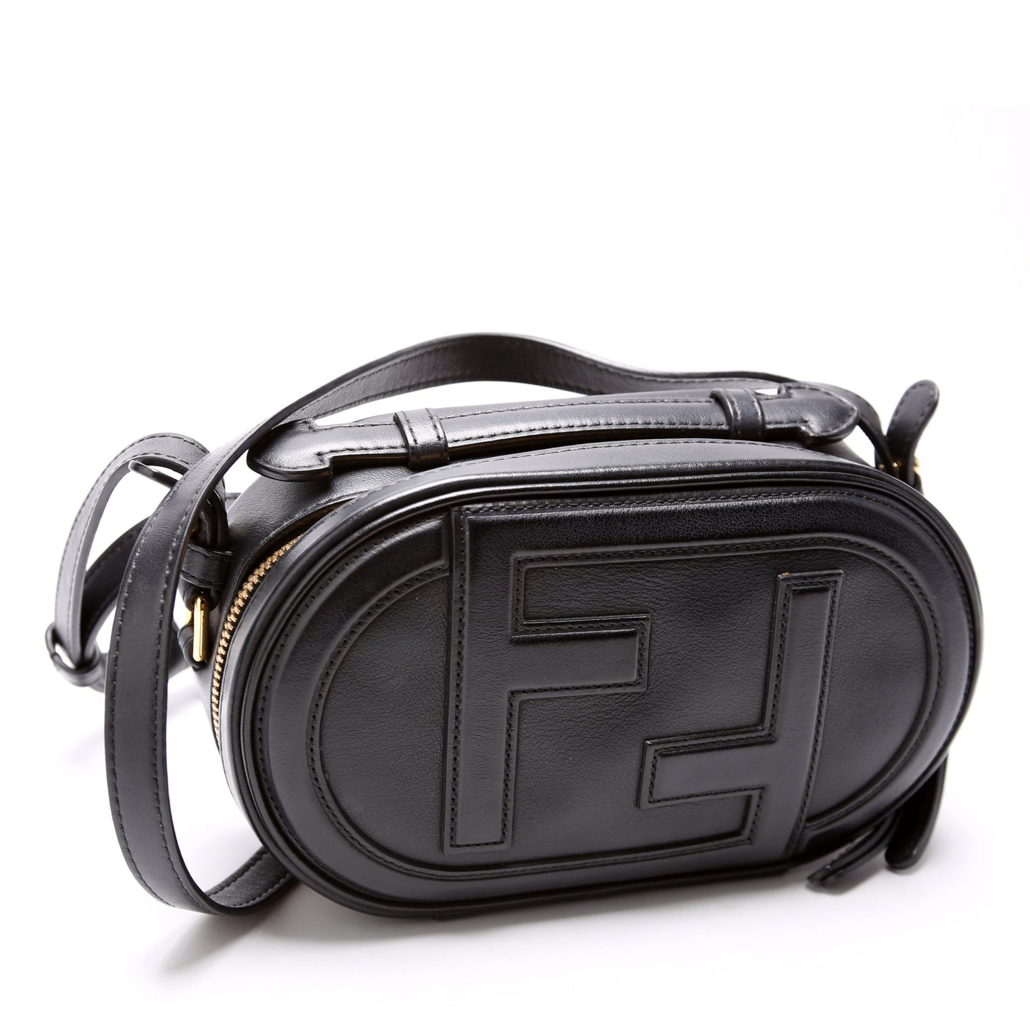 Fendi Vitello Grace Leather O'Lock Mini Camera Case Black Bag