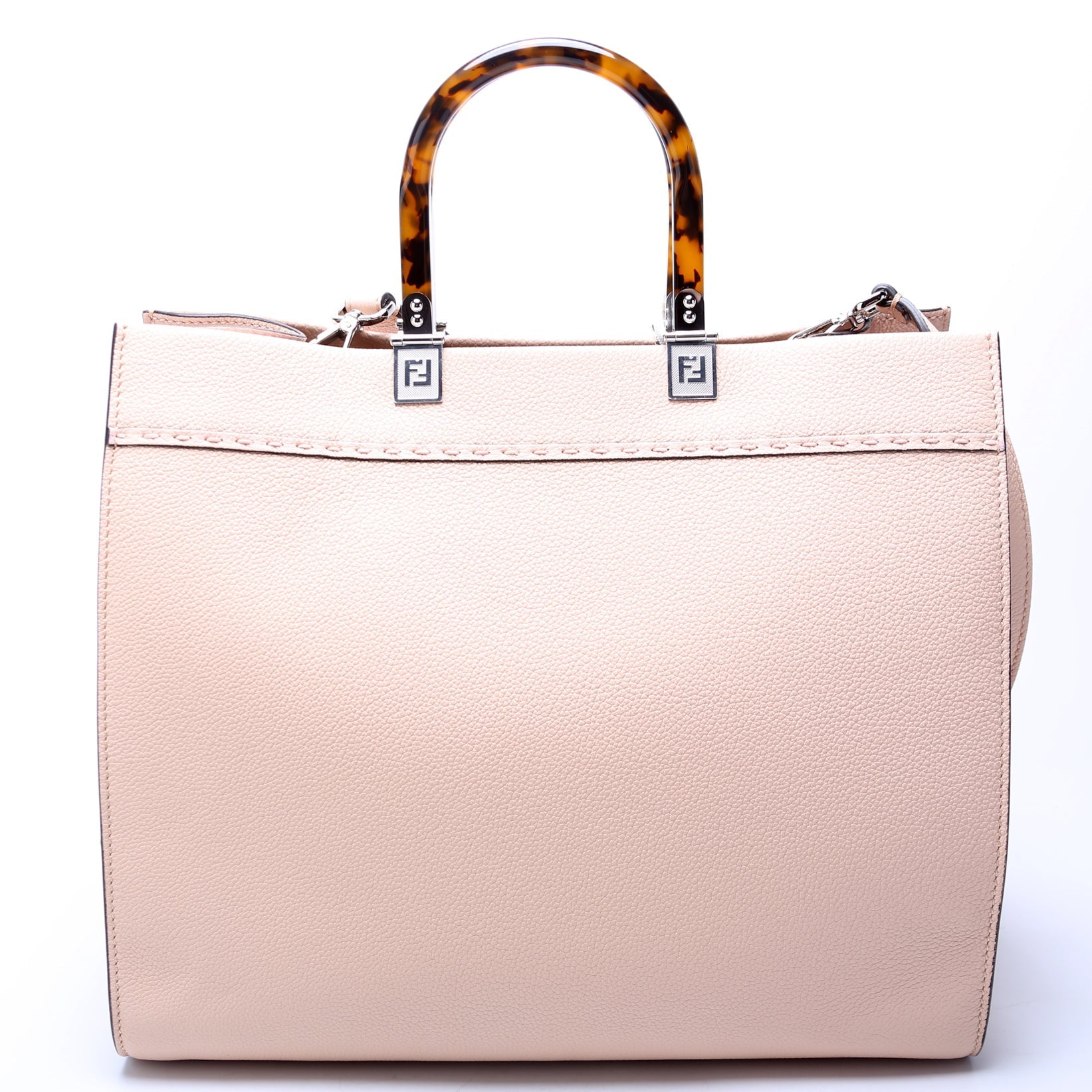 Fendi Sunshine Shopper Medium Vitello Chevron Leather Nude Bag