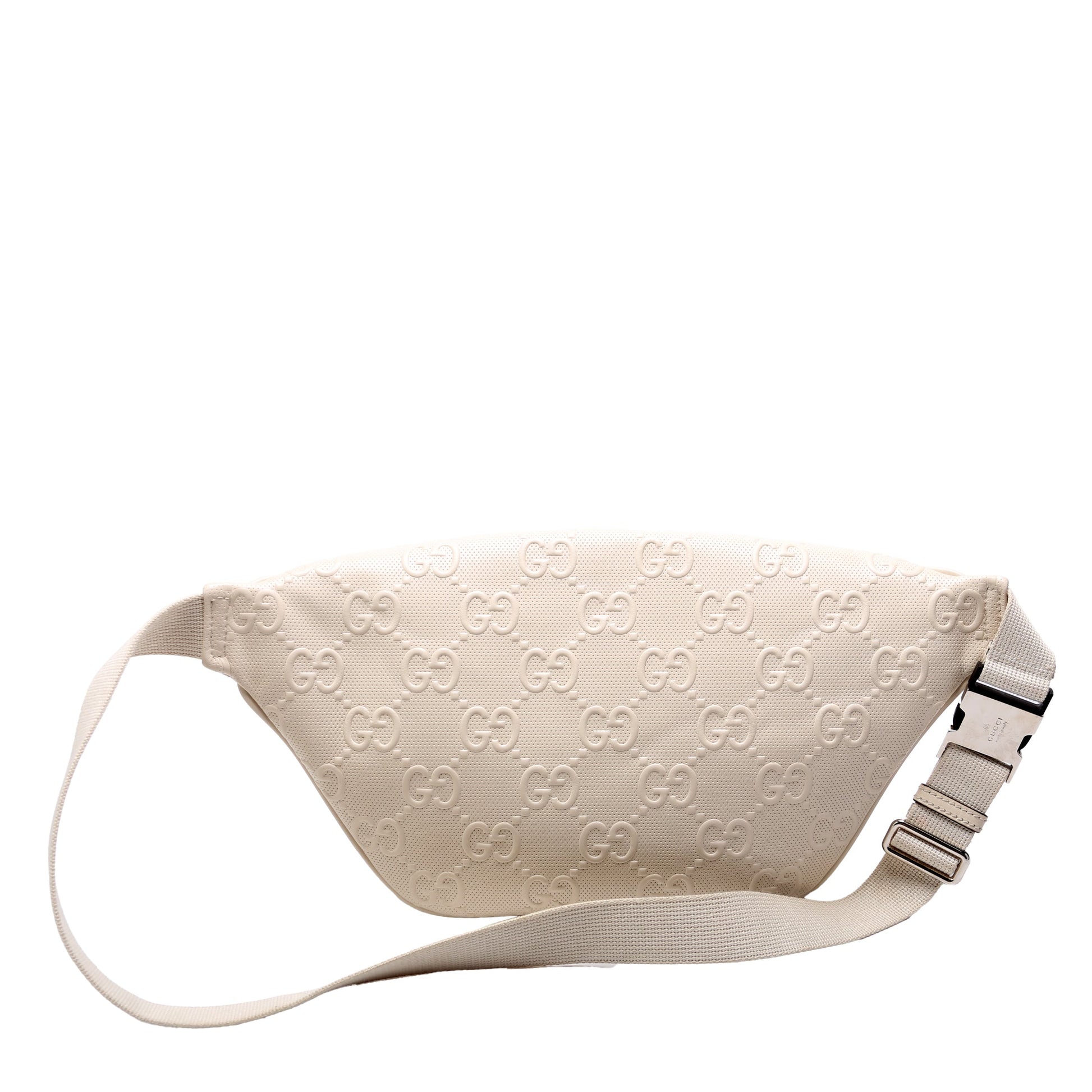 Gucci 645093 Embossed GG Leather Pocket Belt Cream Bag