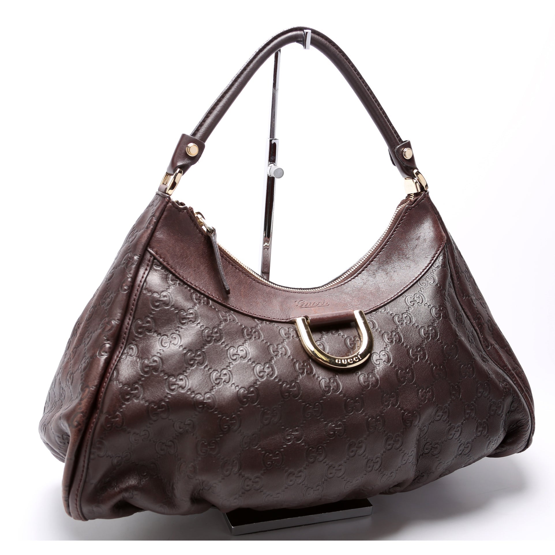 Gucci 189833 D Ring Hobo Brown Bag