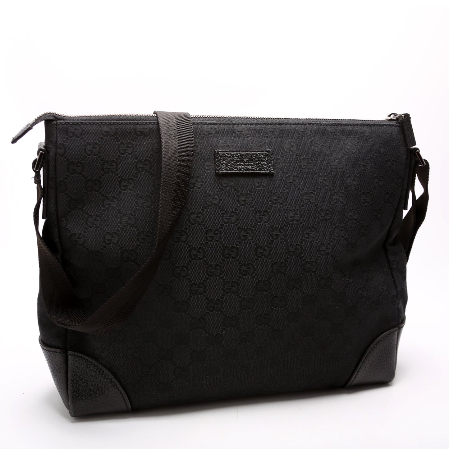 Gucci 11054 GG Canvas Joy Messenger Black Bag