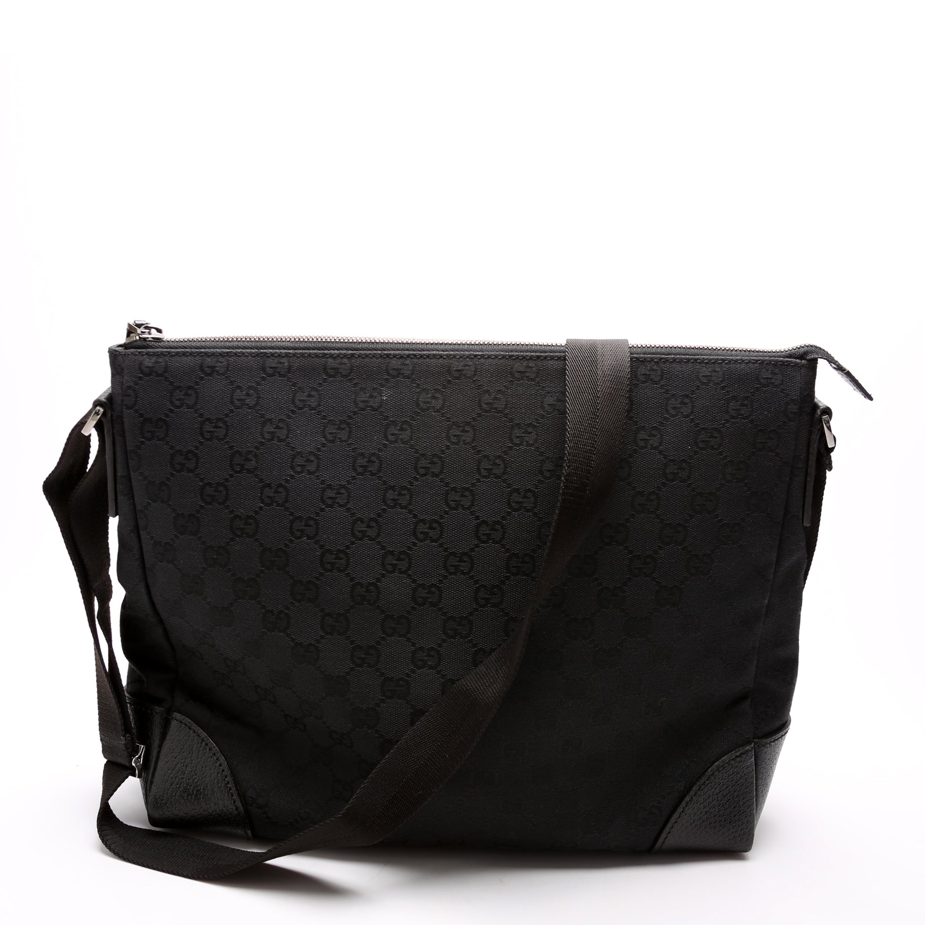 Gucci 11054 GG Canvas Joy Messenger Black Bag