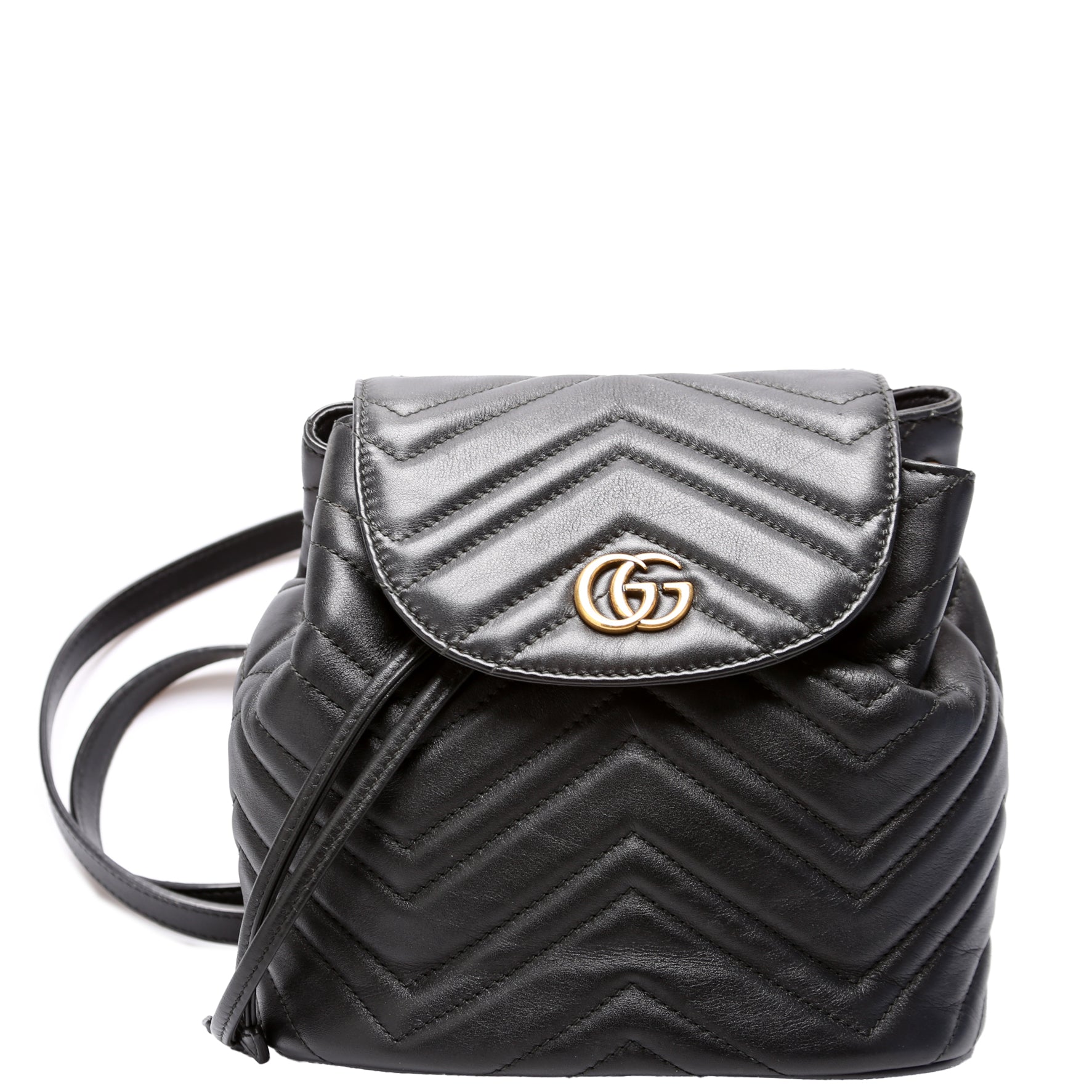 Gucci 528129 Marmont Mini Backpack Leather Black Bag
