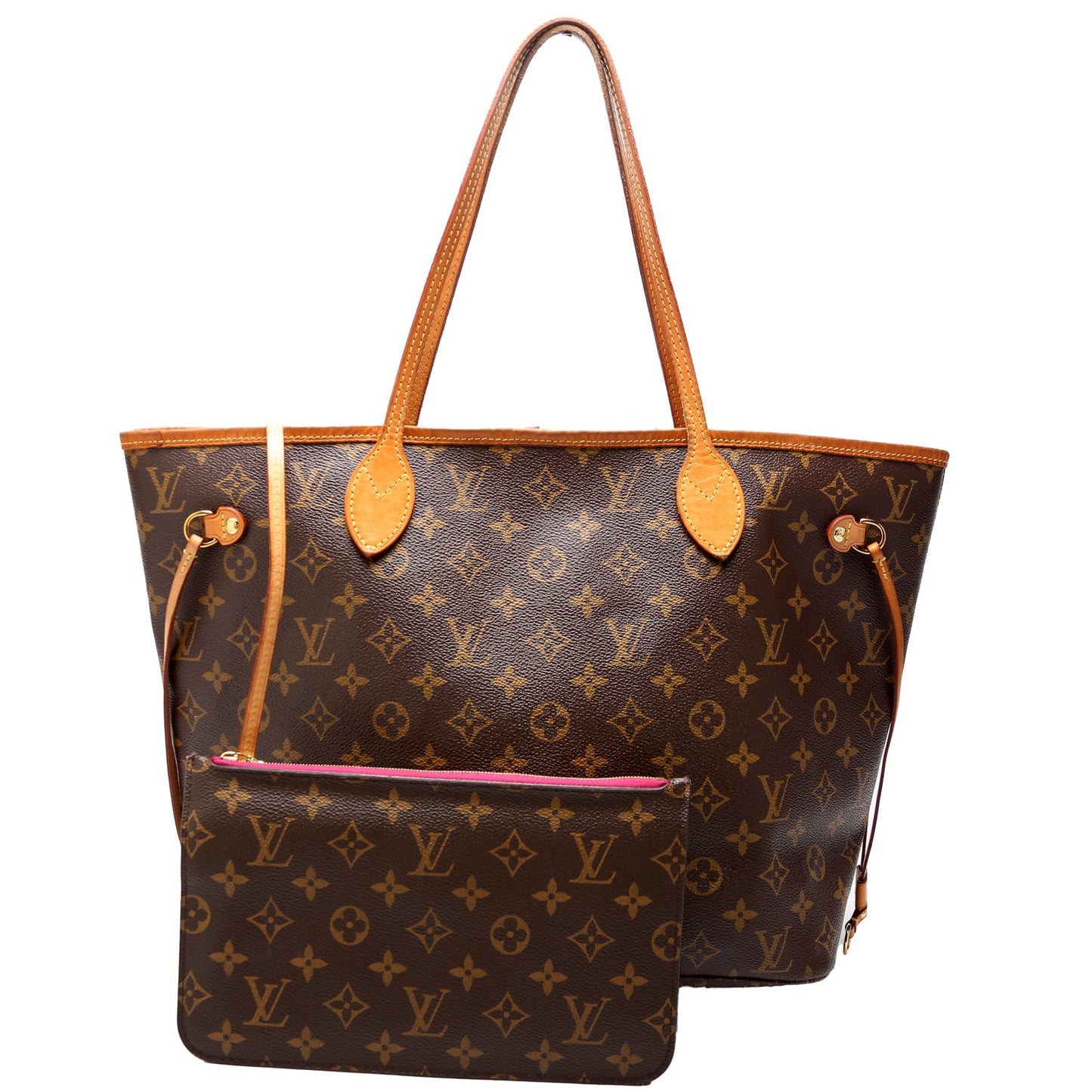 Louis Vuitton Neverfull W/Wallet MM Monogram Pink