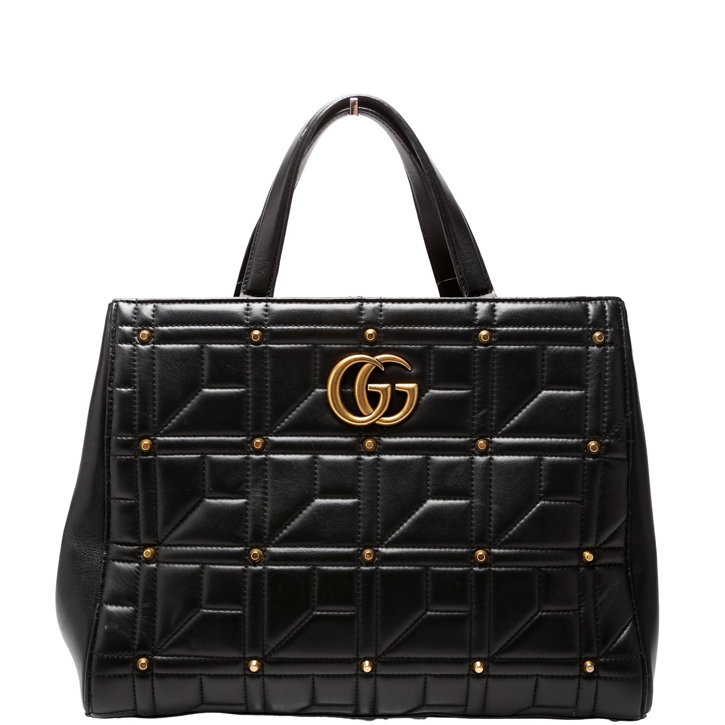 Gucci 443505 Marmont Studded Top Handle Black Bag