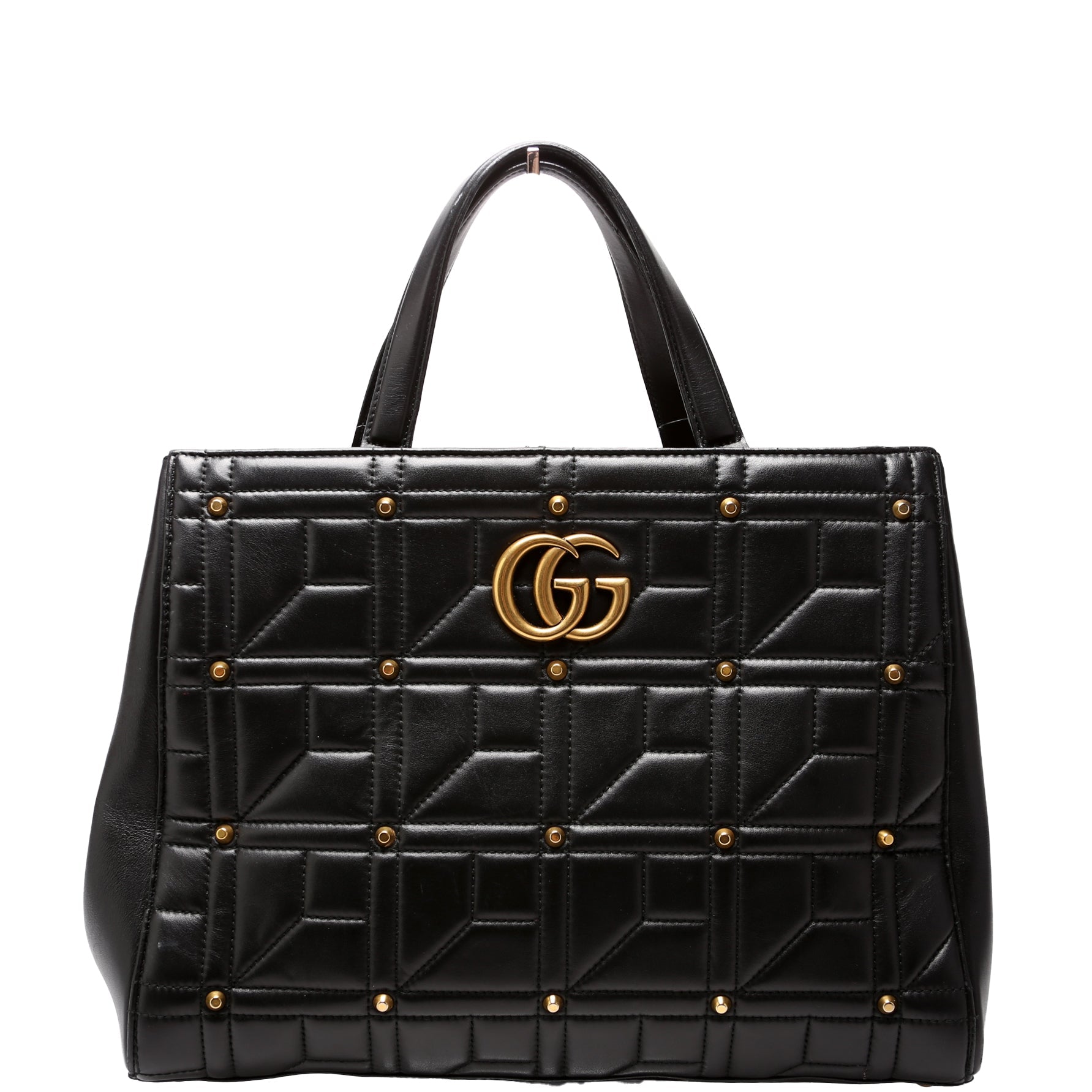Gucci 443505 Marmont Studded Top Handle Black Bag