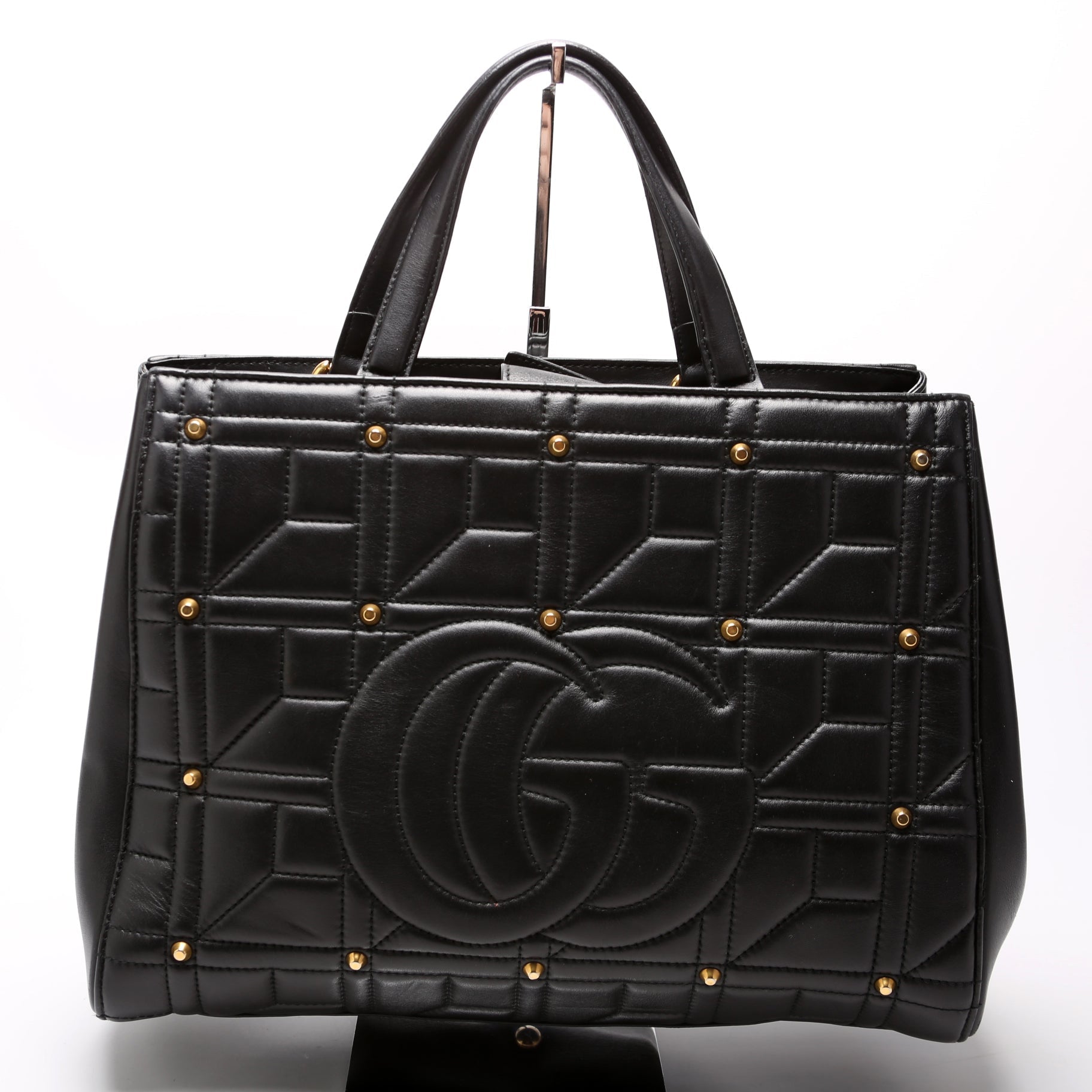 Gucci 443505 Marmont Studded Top Handle Black Bag