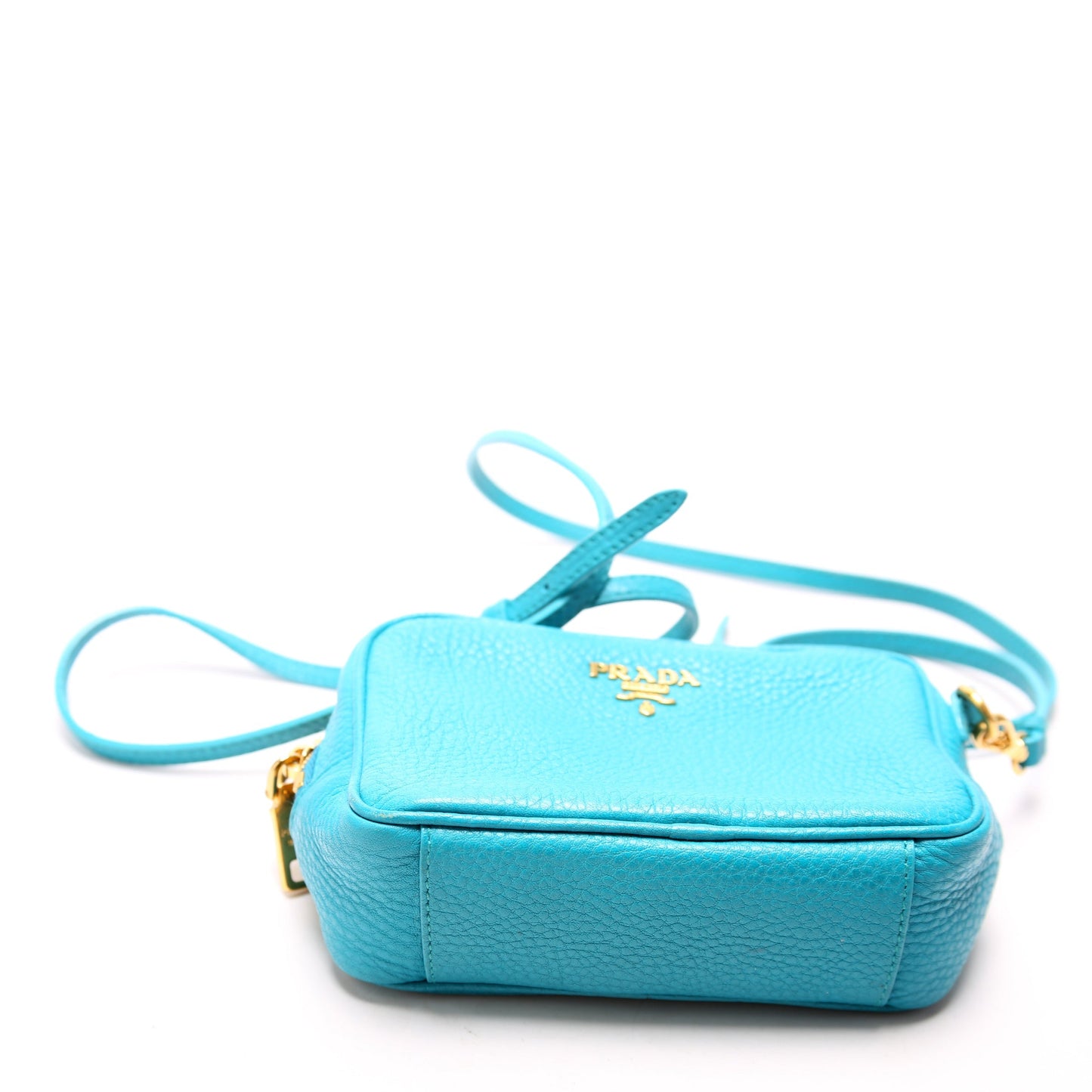Prada Vitello Daino Mini Camera Blue Bag