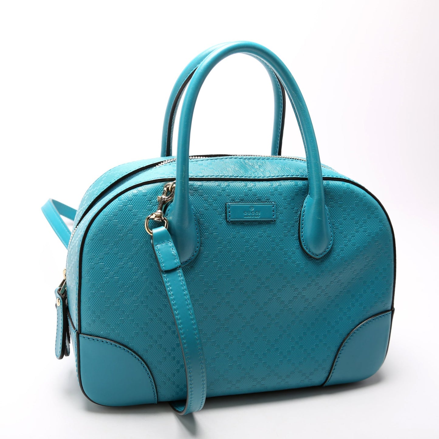 Gucci 354224 Diamante Satchel Teal Bag