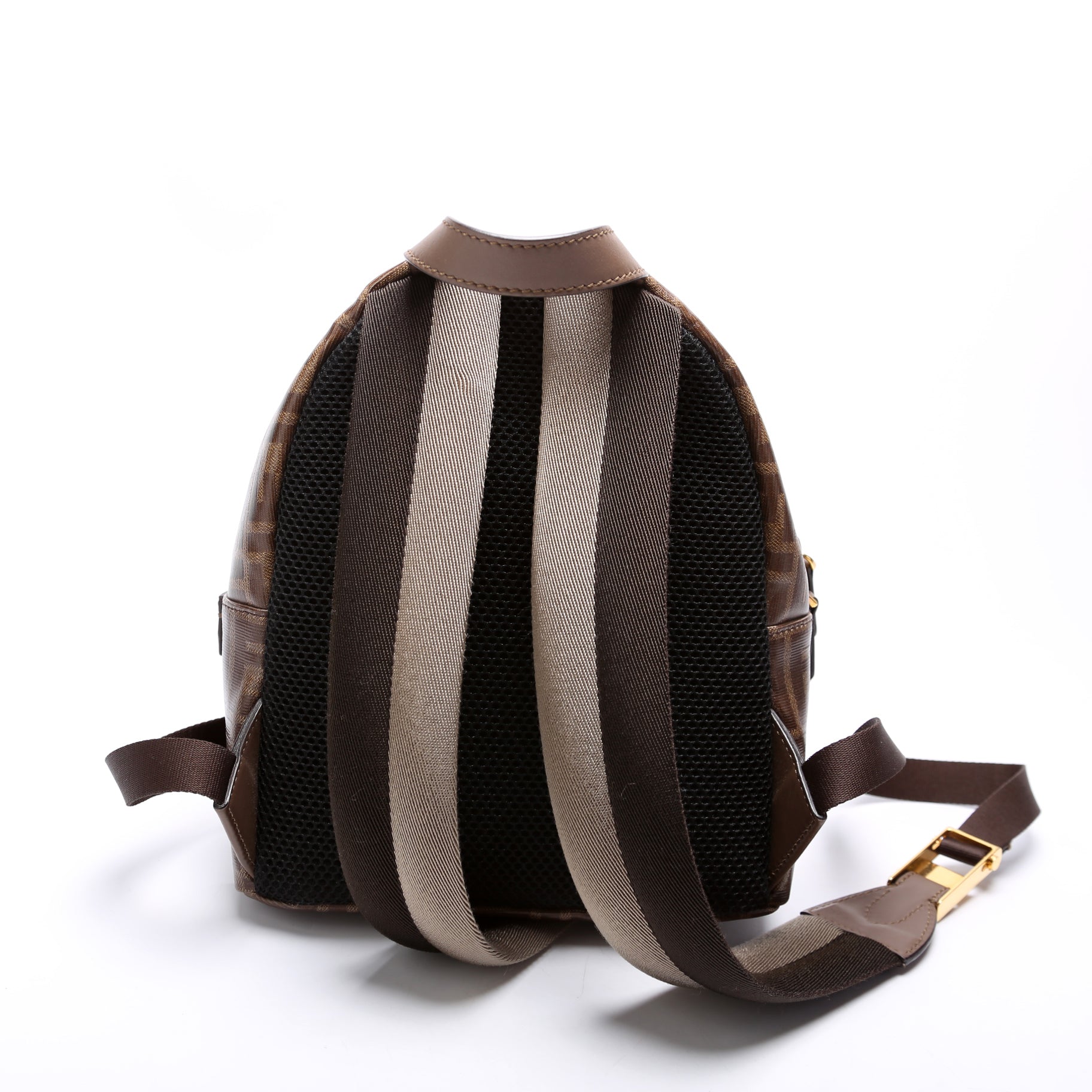 Fendi Fila FF Glazed Canvas Mini Backpack Brown Bag