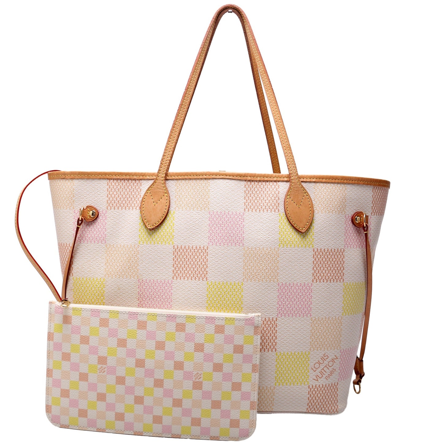 Louis Vuitton Neverfull W/Wallet MM Giant Damier Peach