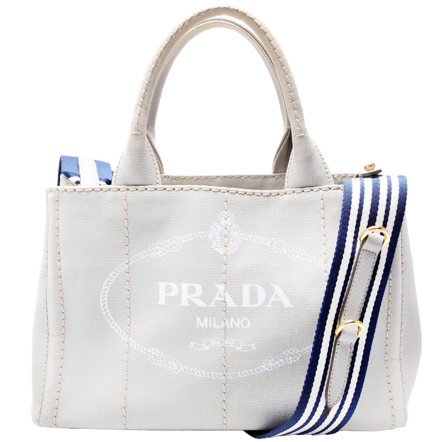 Prada Canapa Canvas Small Tote Grey Bag