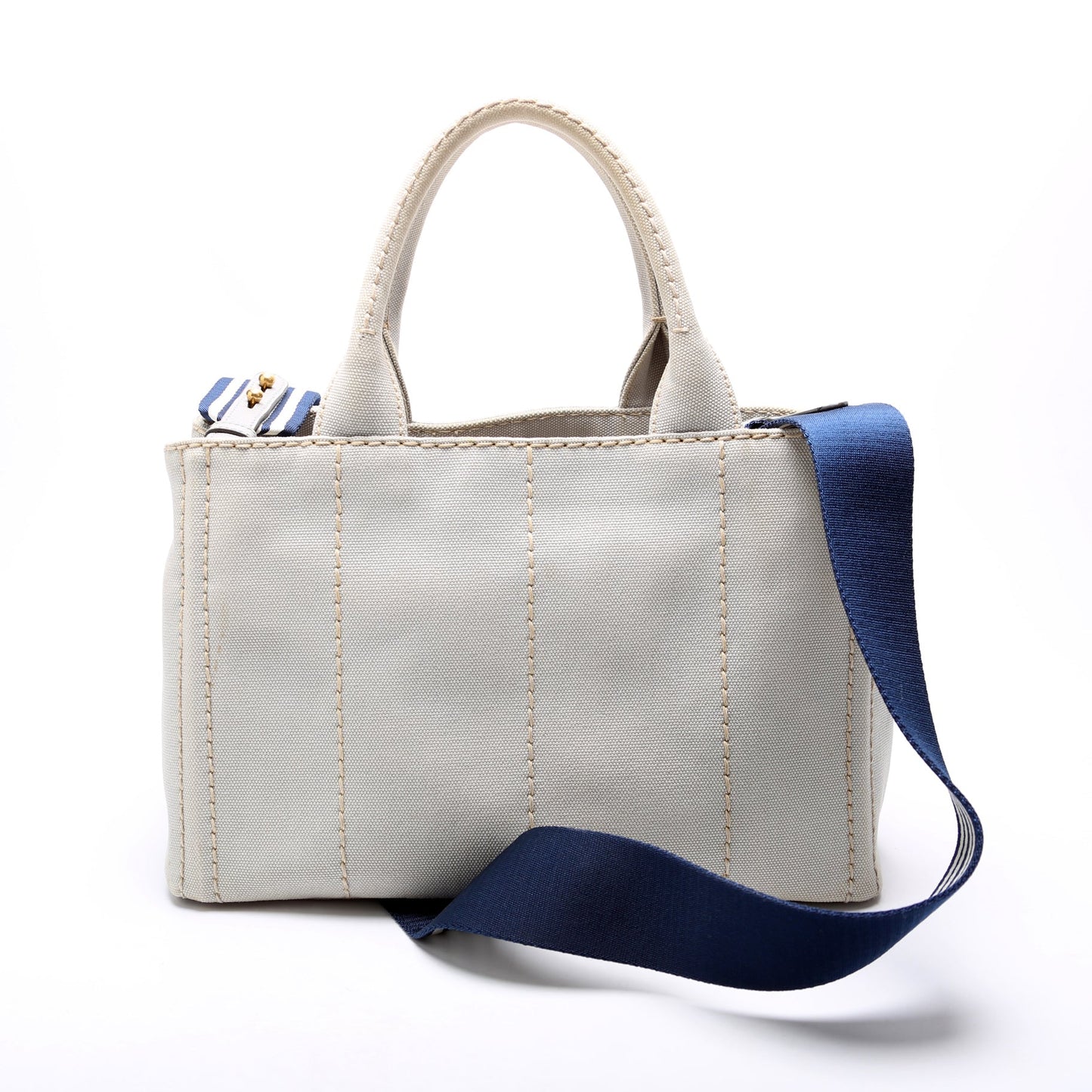 Prada Canapa Canvas Small Tote Grey Bag