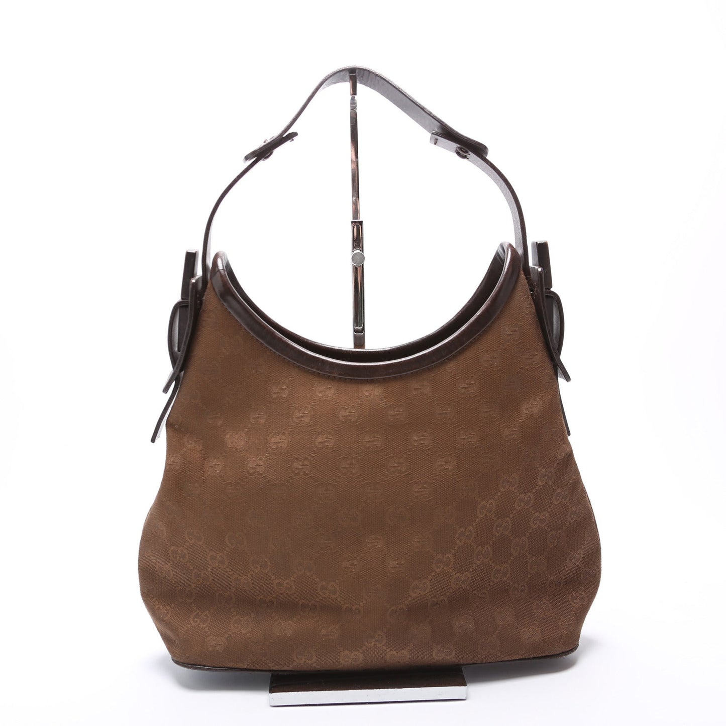 Gucci 107752 GG Canvas Small Hobo Brown Bag