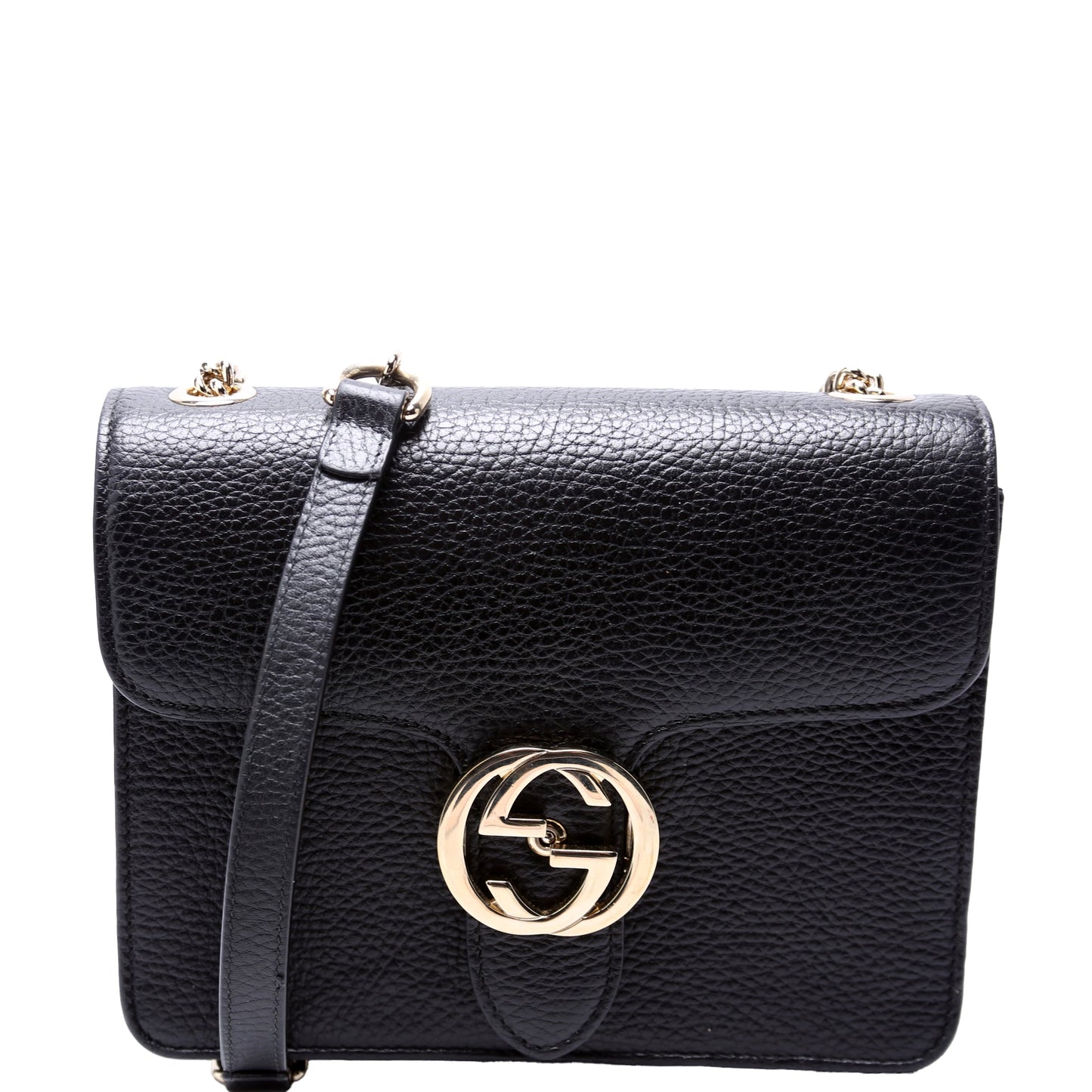 Gucci 510304 Interlocking Small Crossbody Black Bag