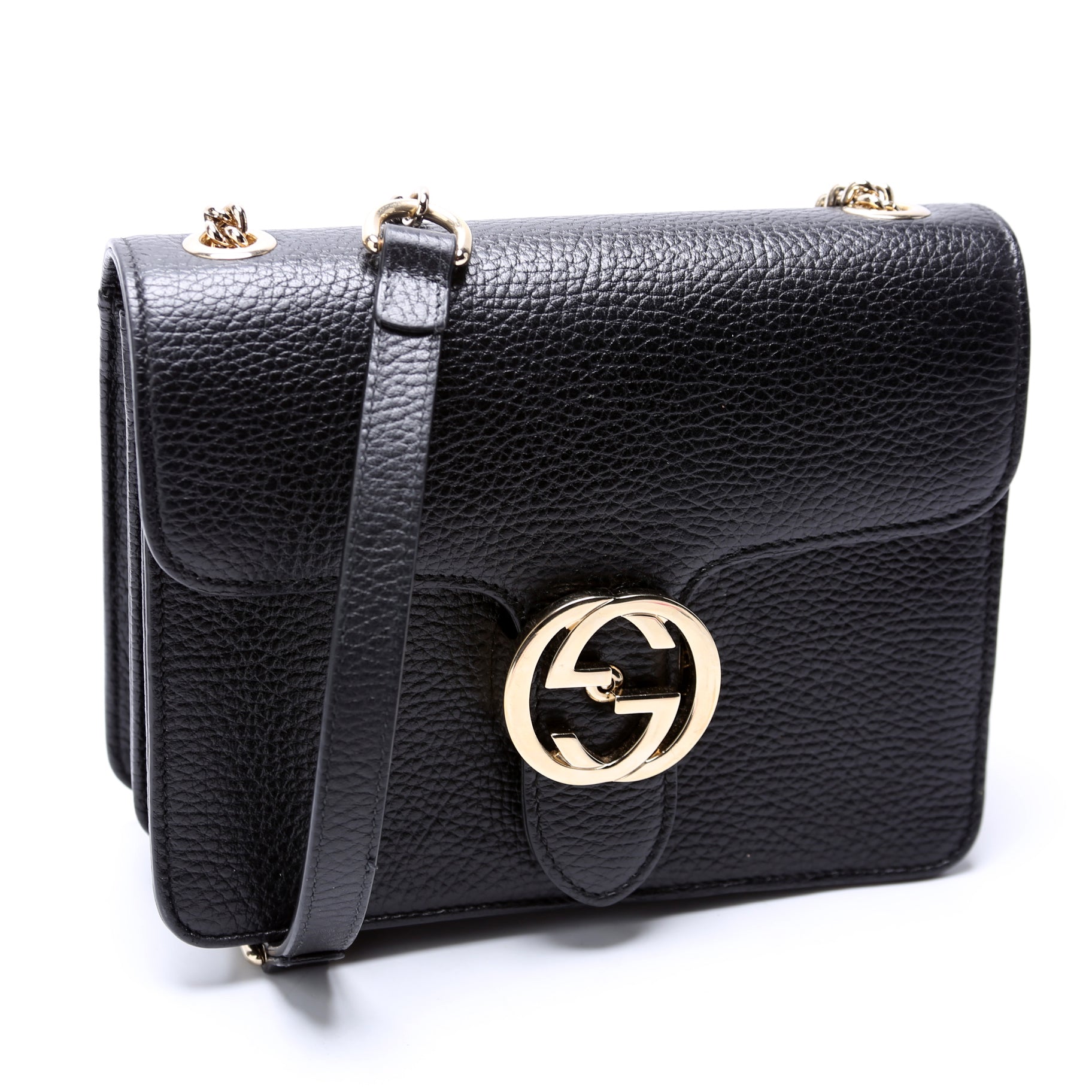 Gucci 510304 Interlocking Small Crossbody Black Bag