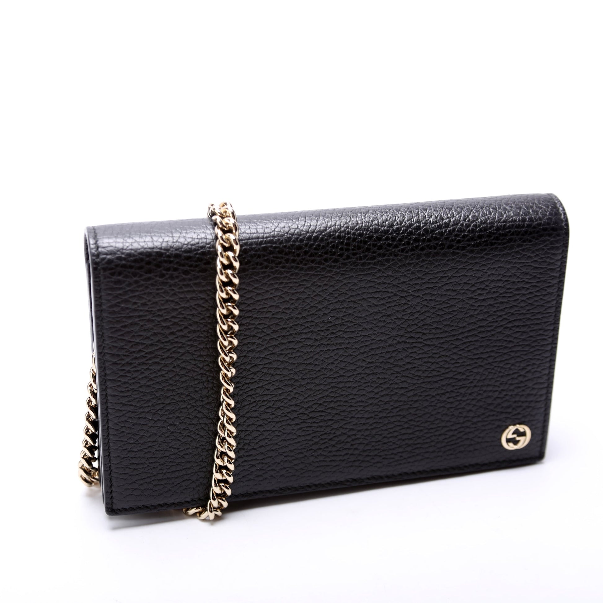 Gucci 466506 Interlocking GG Chain Wallet Black Bag