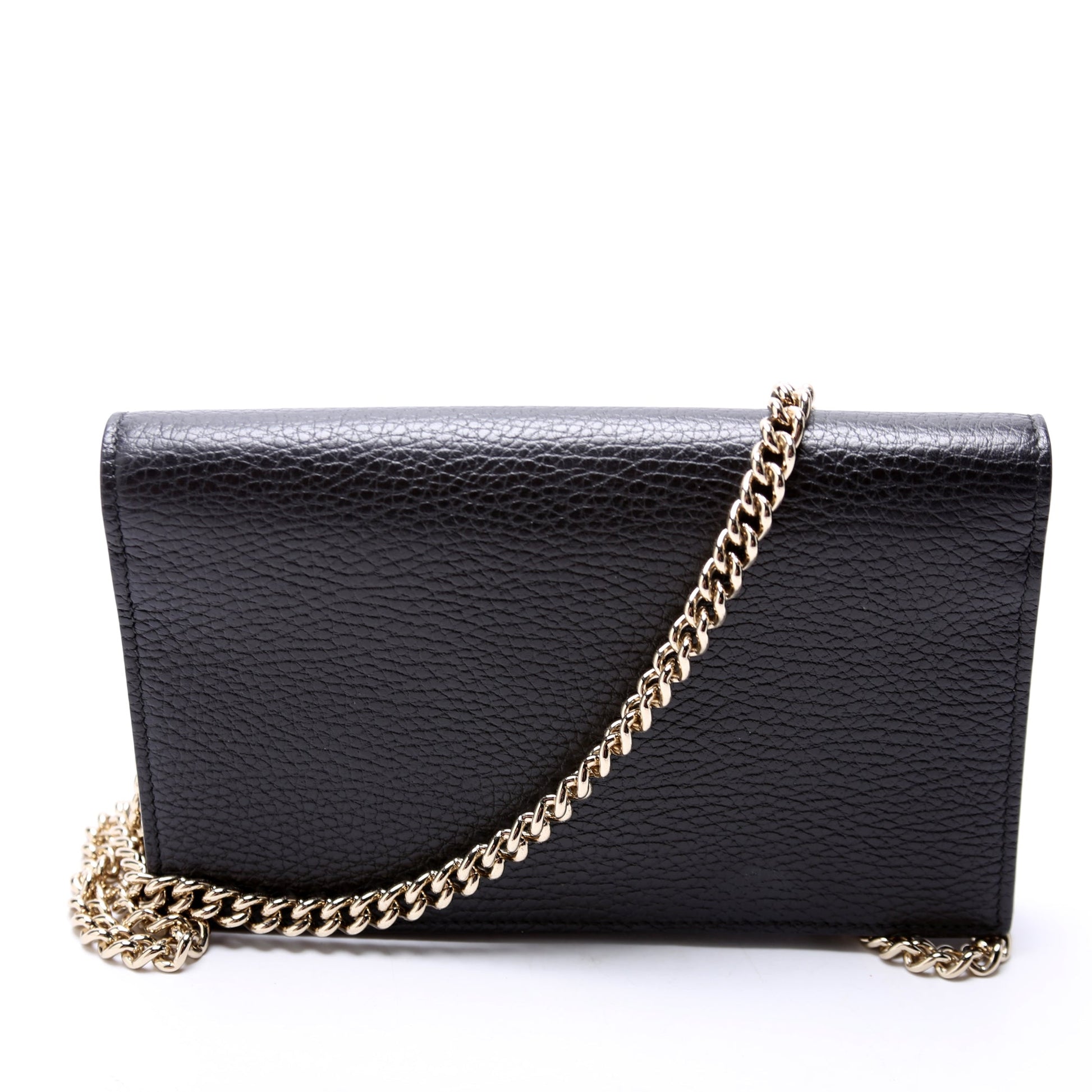Gucci 466506 Interlocking GG Chain Wallet Black Bag