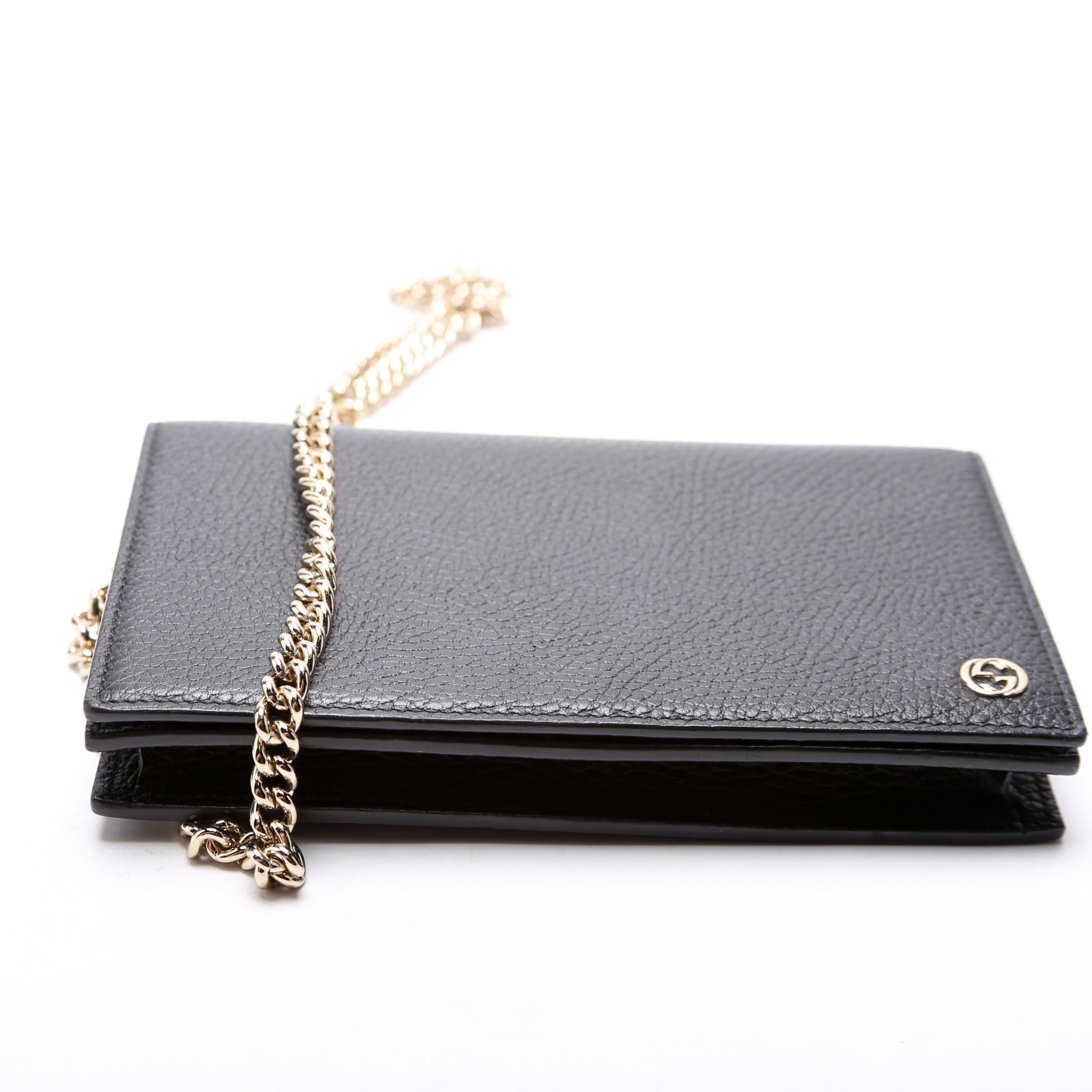 Gucci 466506 Interlocking GG Chain Wallet Black Bag