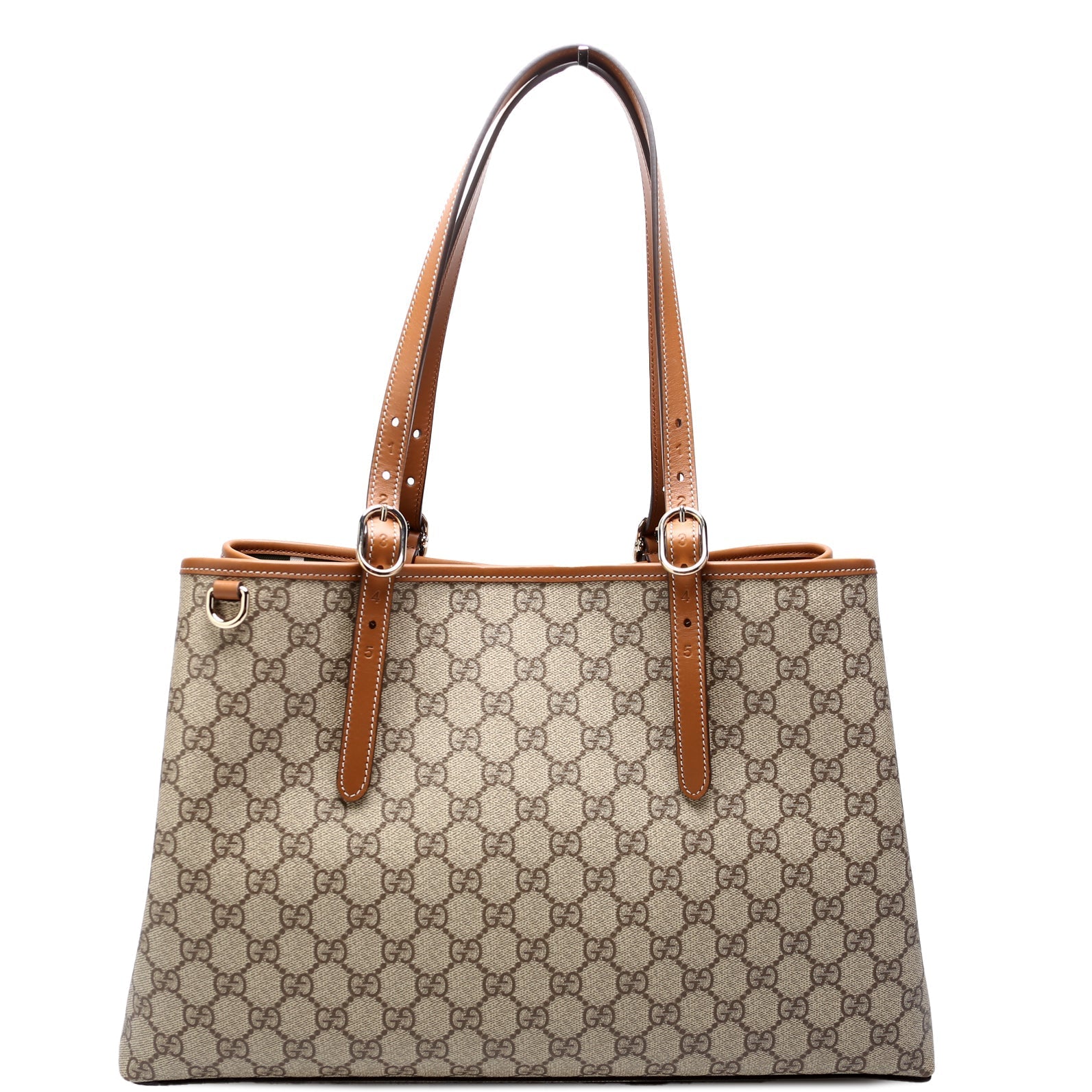 Gucci 815213 GG Supreme Emblem Tote Medium Brown Bag