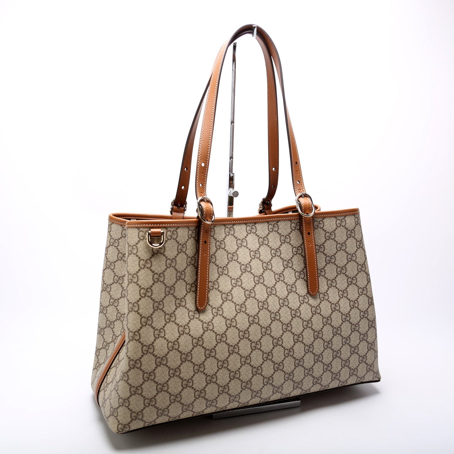 Gucci 815213 GG Supreme Emblem Tote Medium Brown Bag