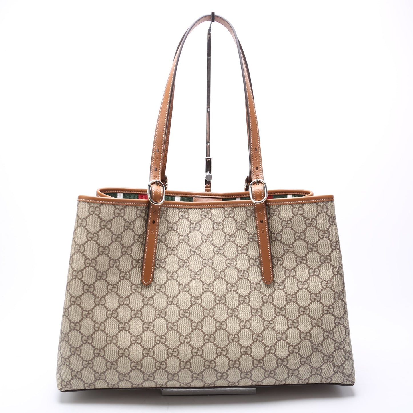 Gucci 815213 GG Supreme Emblem Tote Medium Brown Bag