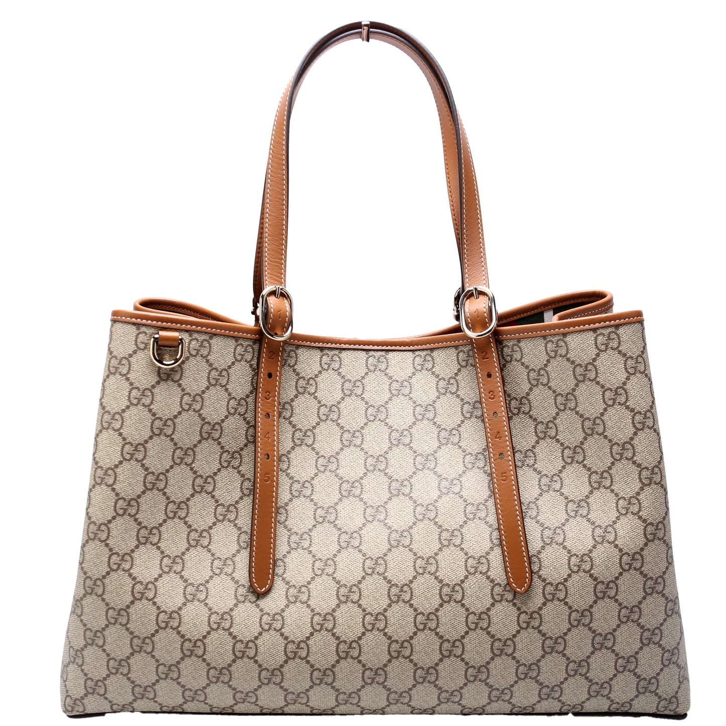 Gucci 815213 GG Supreme Emblem Tote Medium Brown Bag