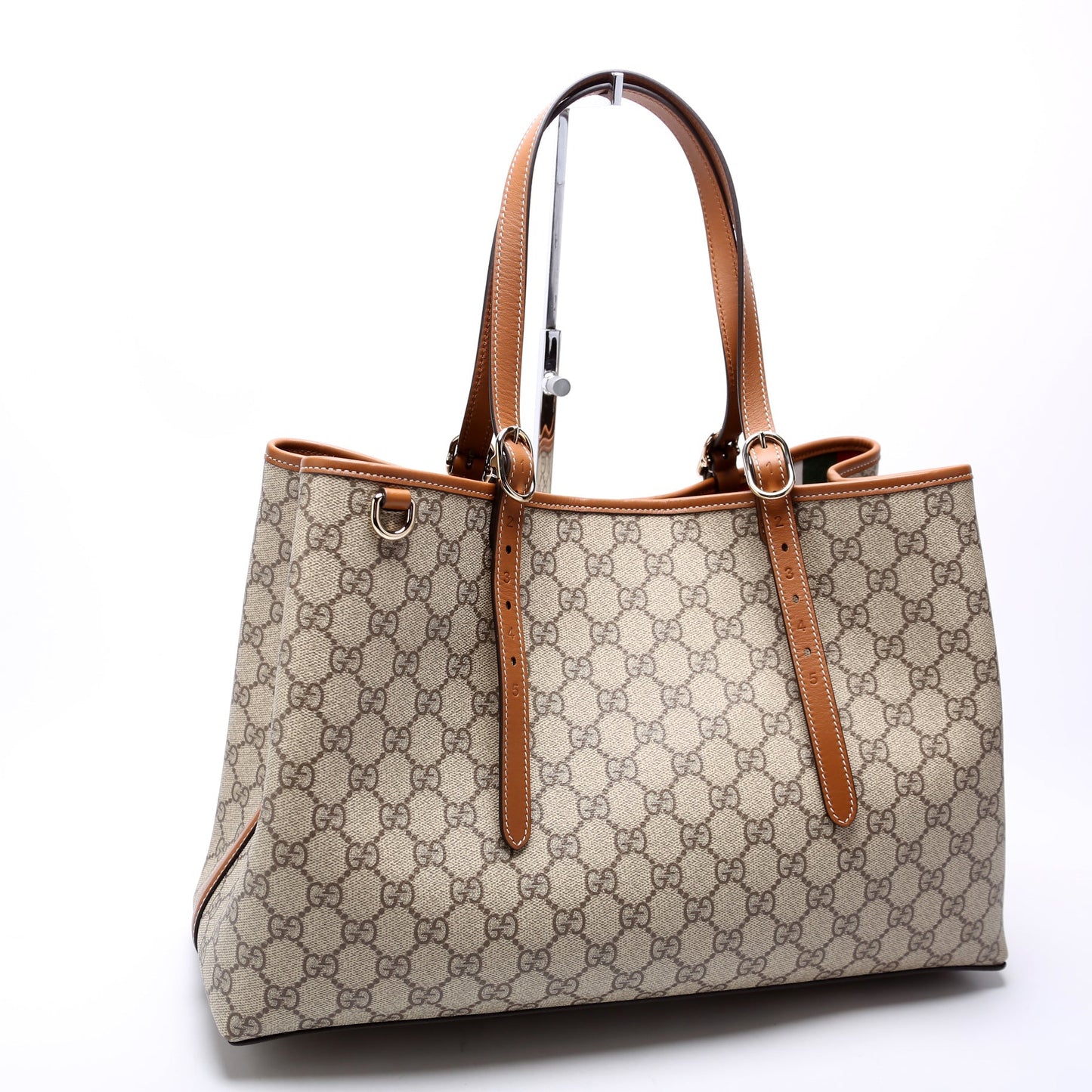Gucci 815213 GG Supreme Emblem Tote Medium Brown Bag