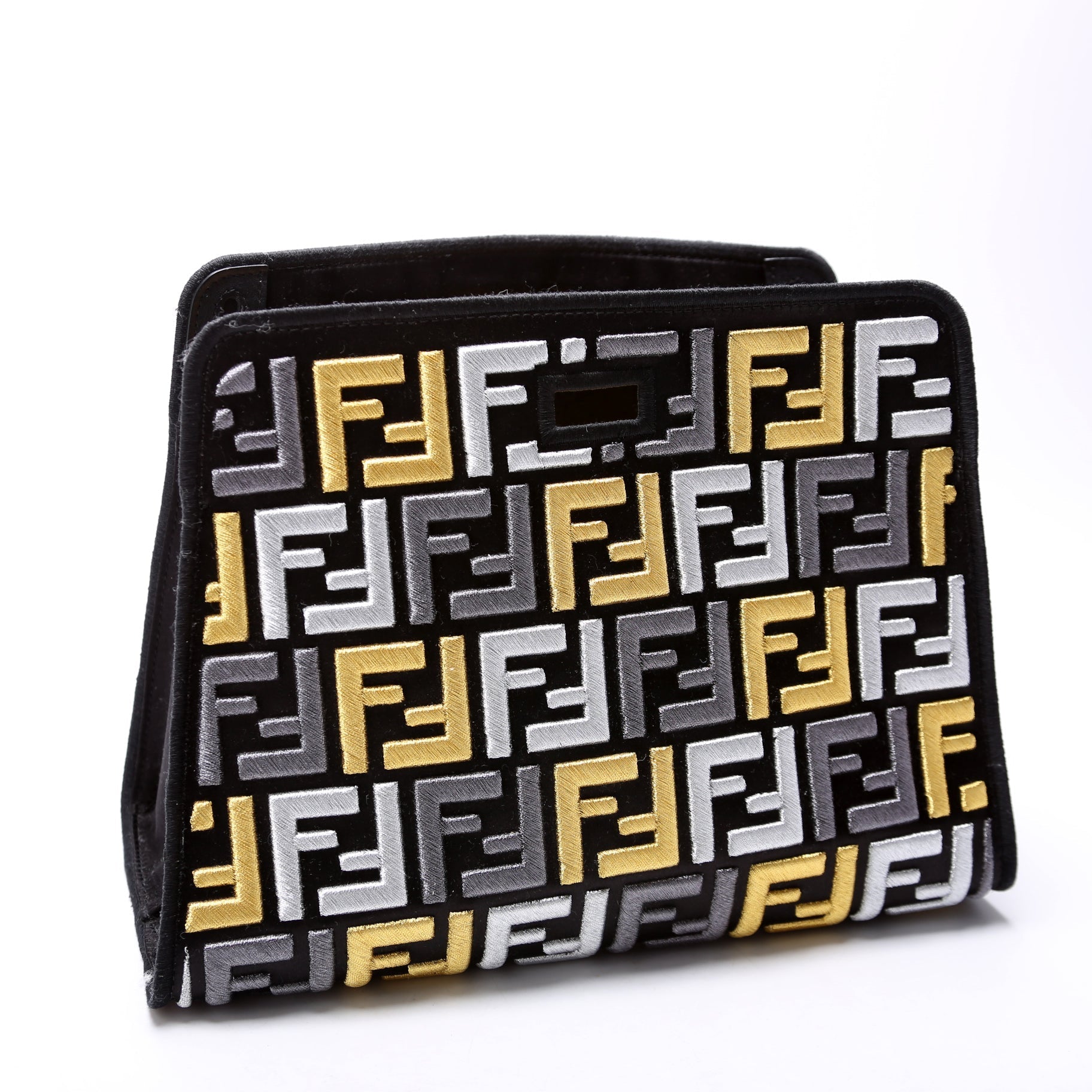 Fendi 7AR717 Peekaboo Defender Pouch Black/Multicolor Bag