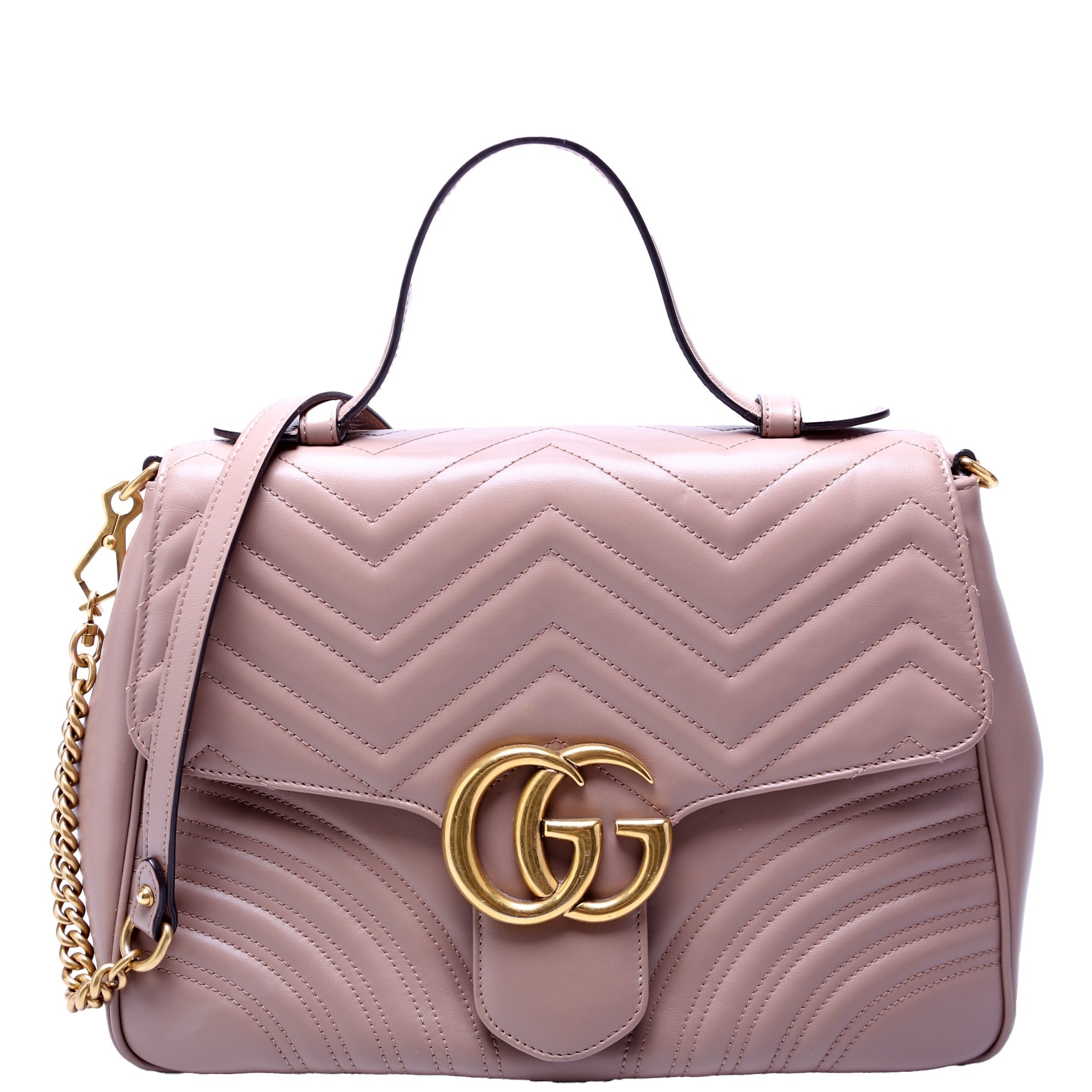 Gucci 498109 Marmont Top Handle Medium Tan Bag