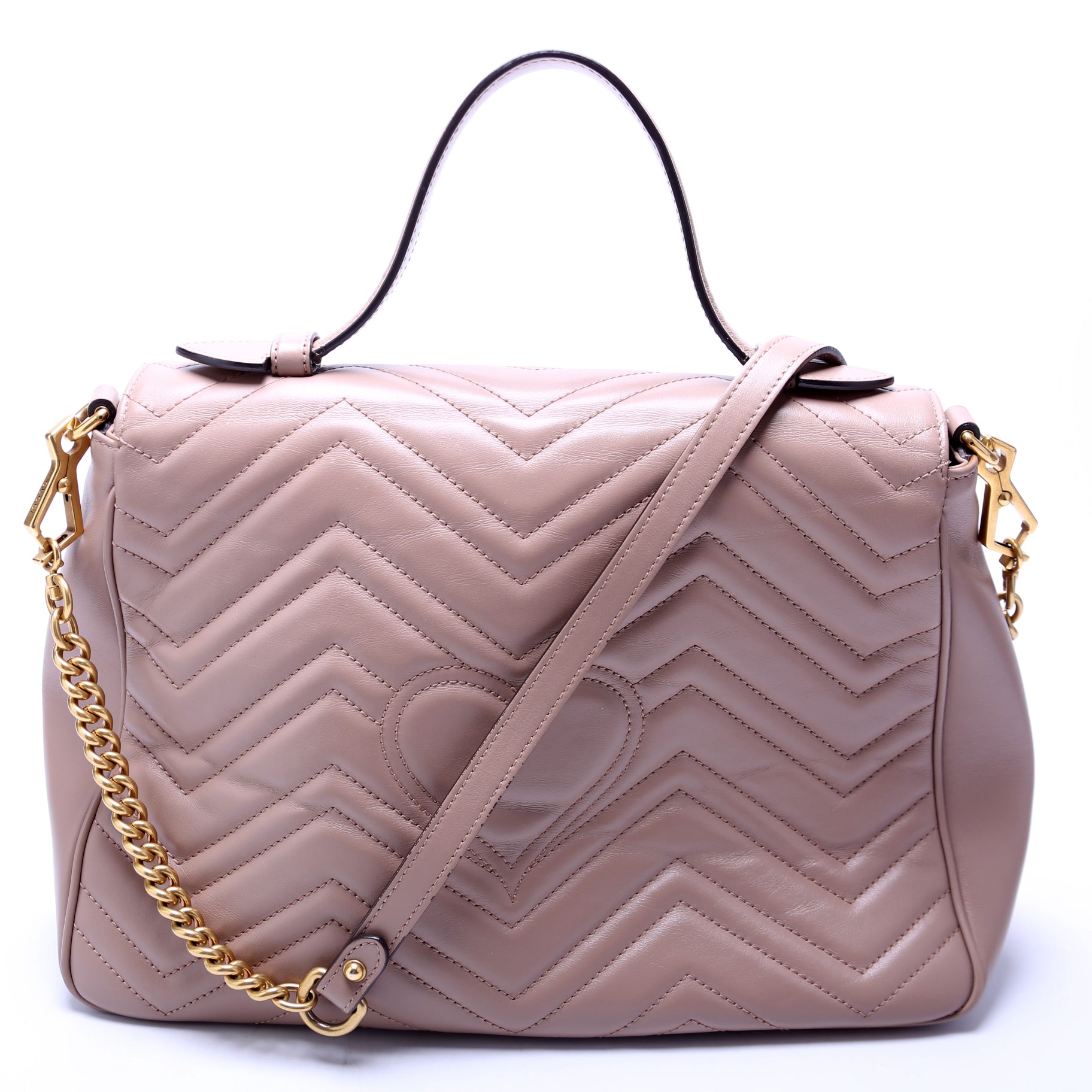 Gucci 498109 Marmont Top Handle Medium Tan Bag