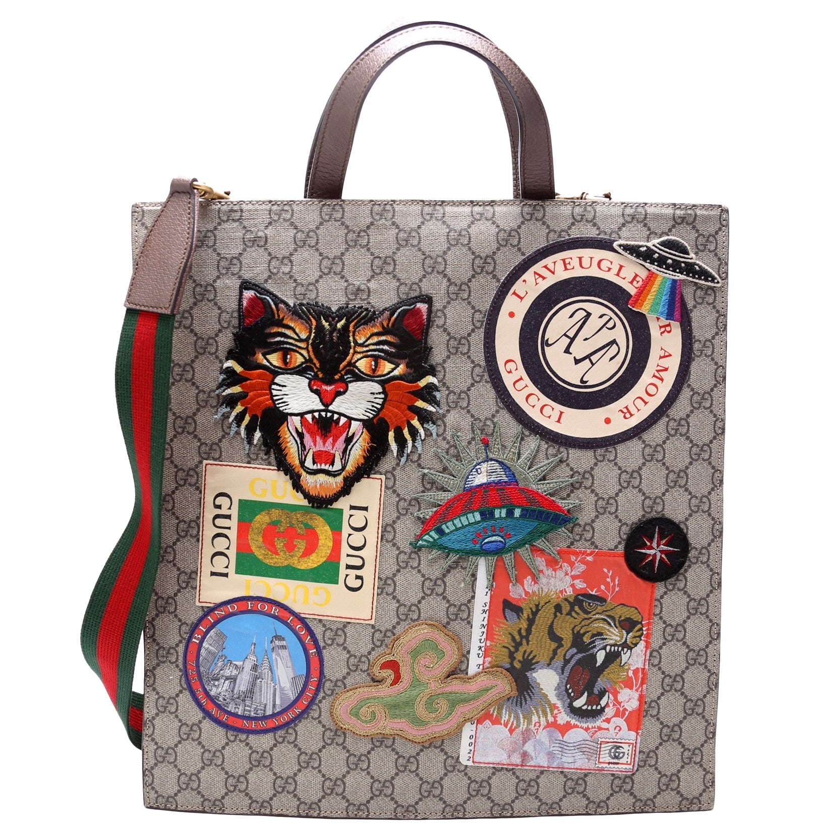 Gucci 474084 Soft GG Supreme Courrier Vertical Tote Bag