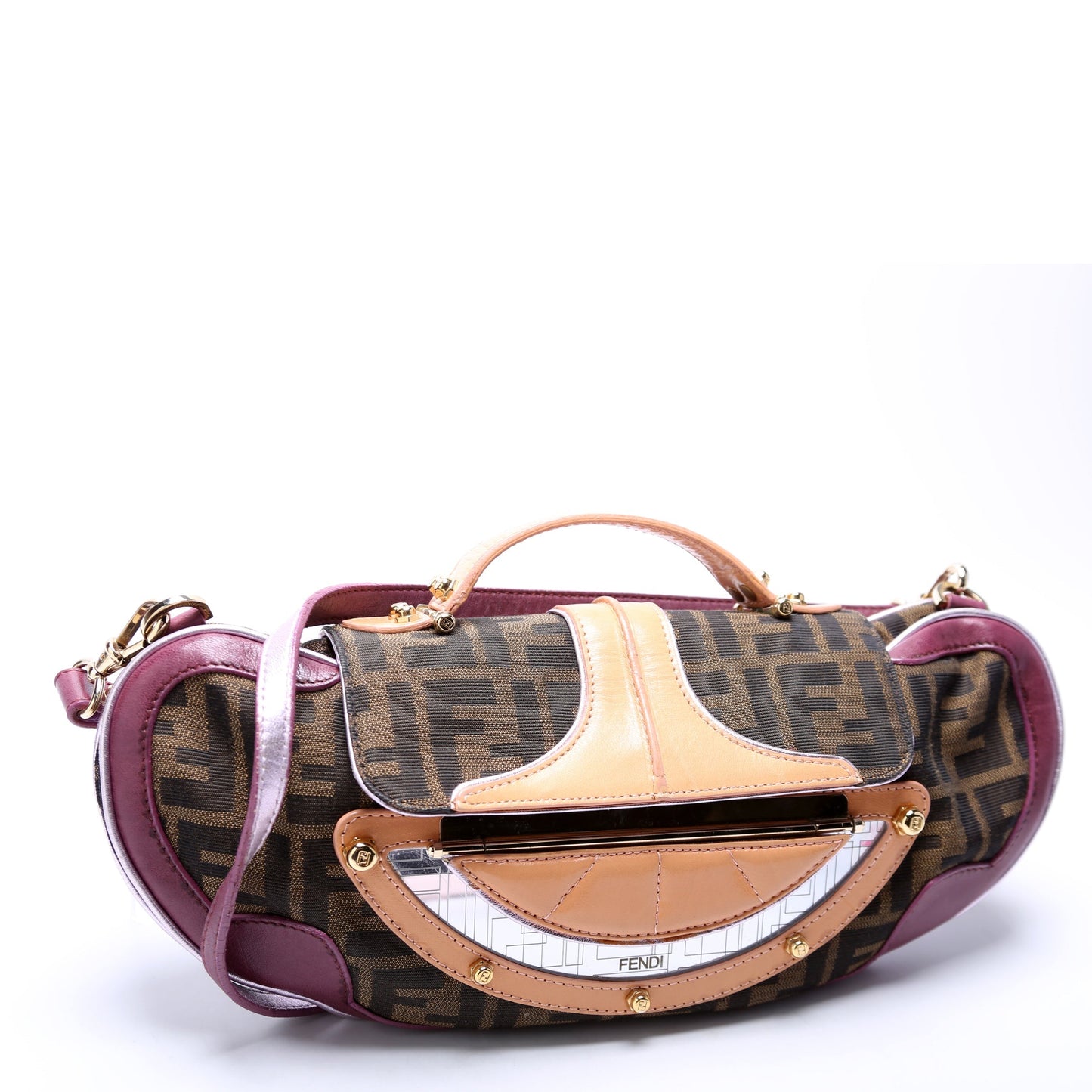Fendi 8BN133 FF Zucca Vanity Clutch Brown/Plum Bag