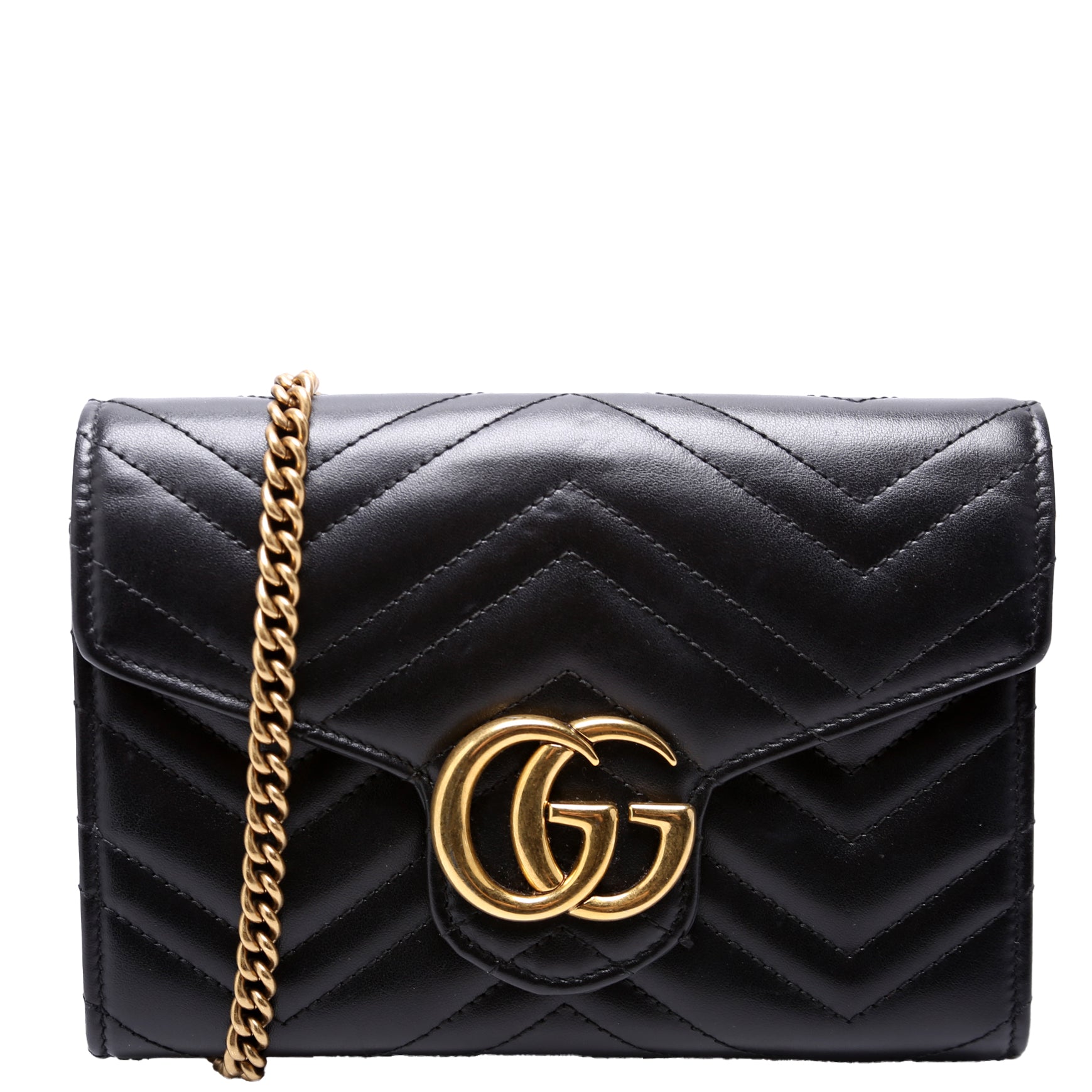 Gucci 474575 Marmont Chain Wallet Black Bag