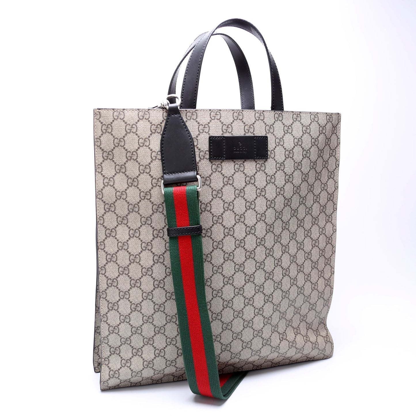 Gucci 456217 GG Supreme Web Vertical Tote Bag