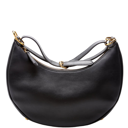 Fendi 8BR798graphy Small Leather Hobo Black Bag