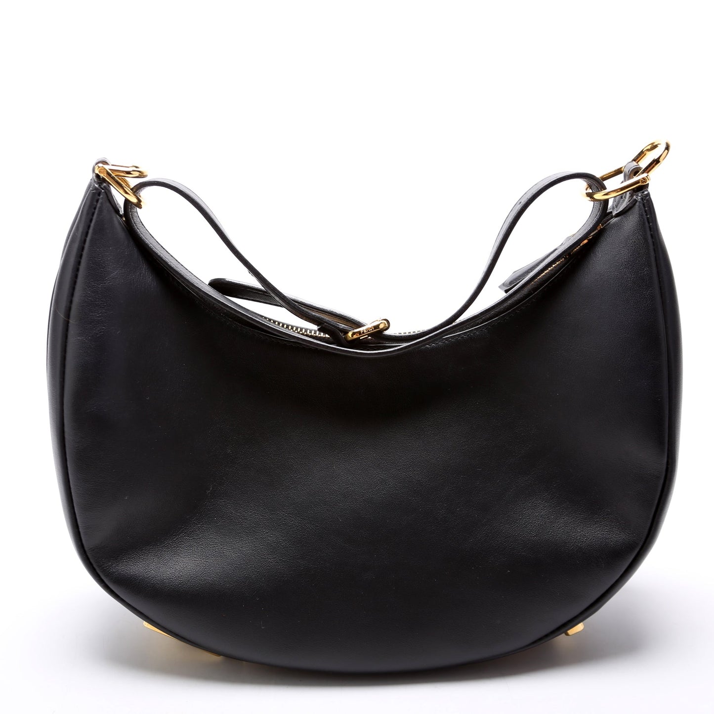 Fendi 8BR798graphy Small Leather Hobo Black Bag