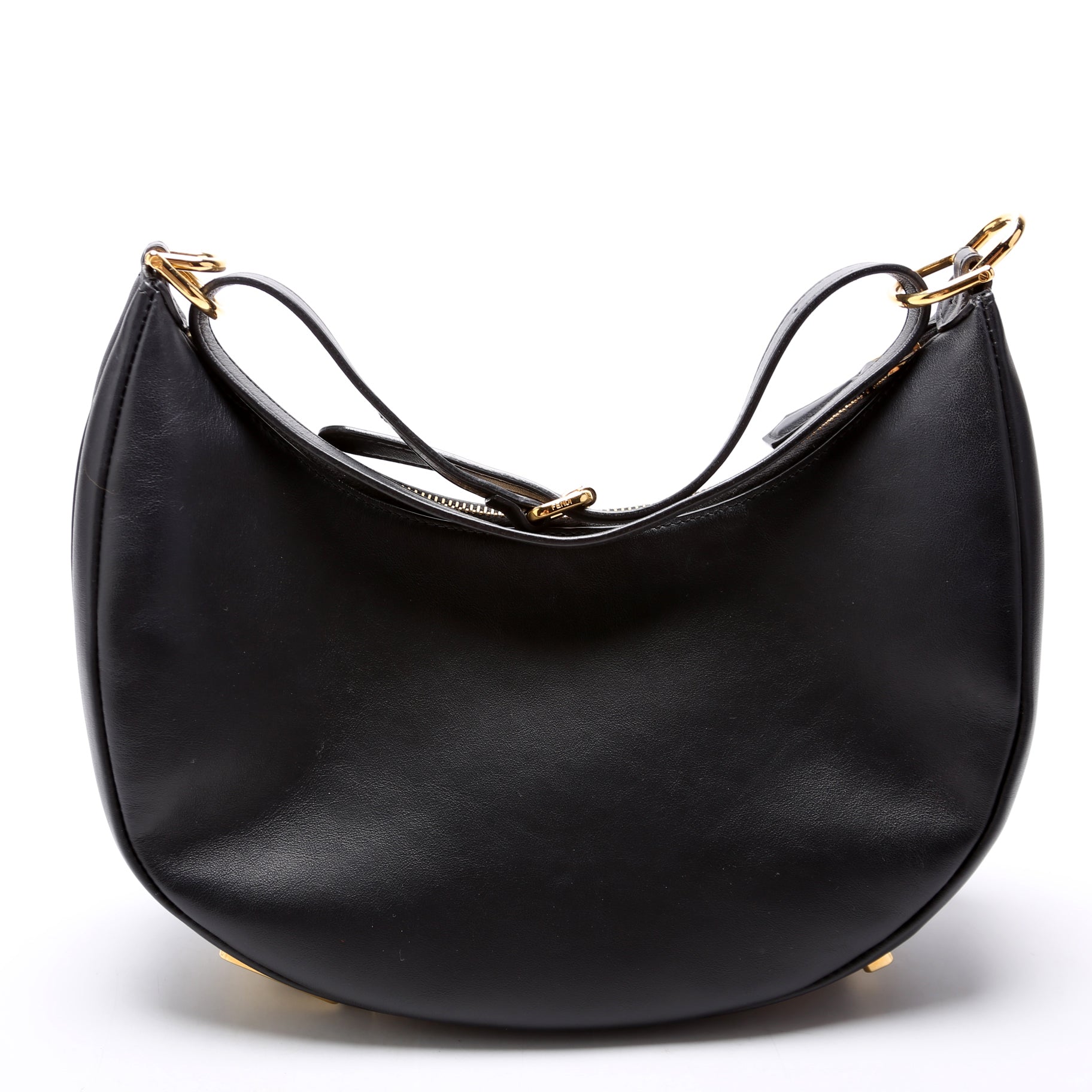 Fendi 8BR798graphy Small Leather Hobo Black Bag