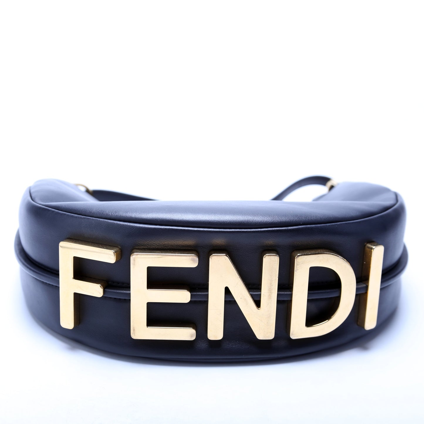 Fendi 8BR798graphy Small Leather Hobo Black Bag