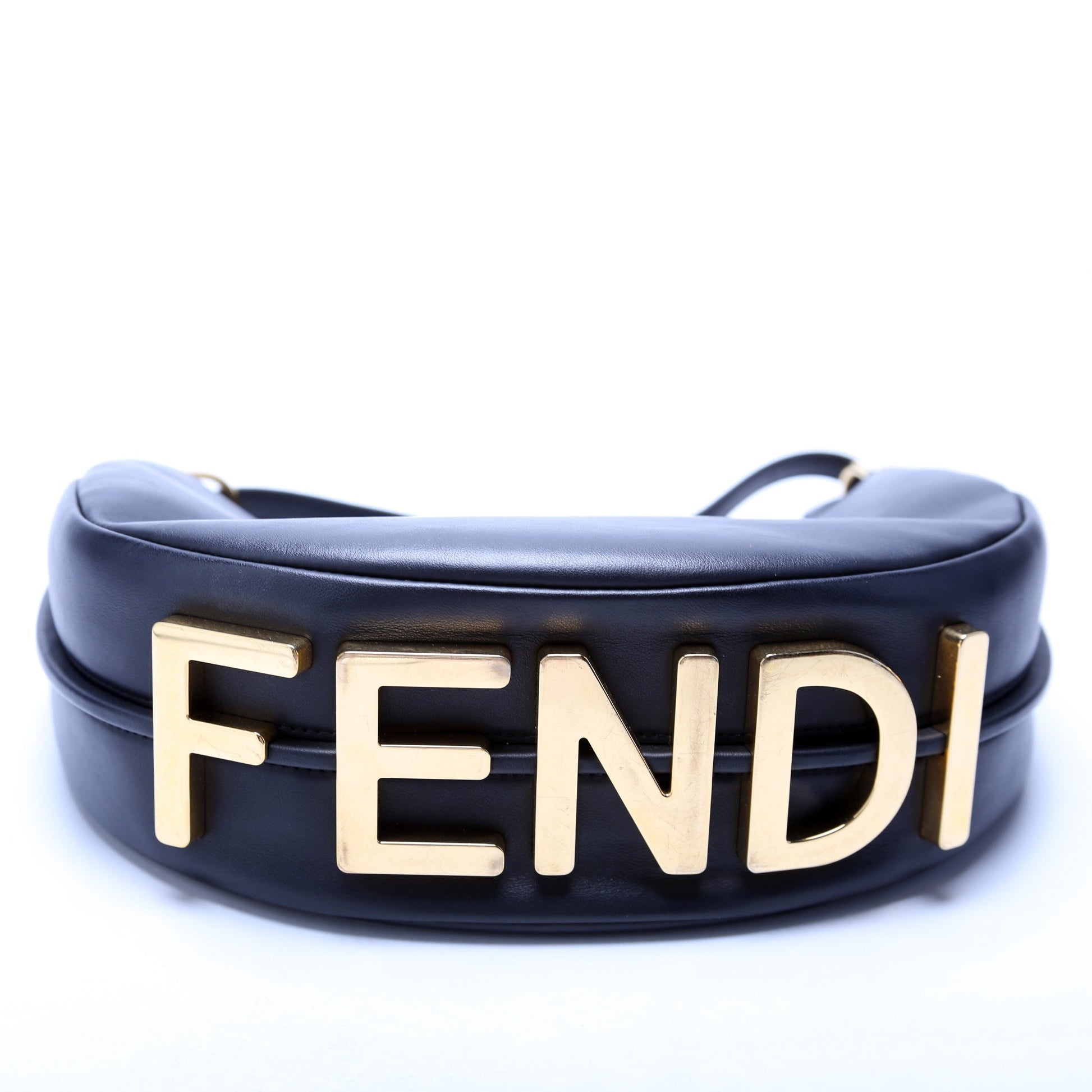 Fendi 8BR798graphy Small Leather Hobo Black Bag