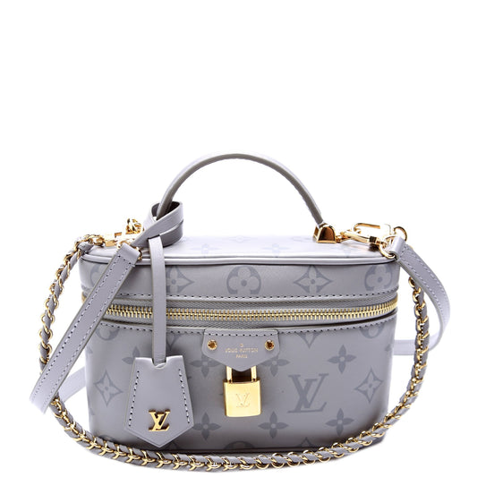 Louis Vuitton Vanity Chain Pouch Calfskin Monogram Grey