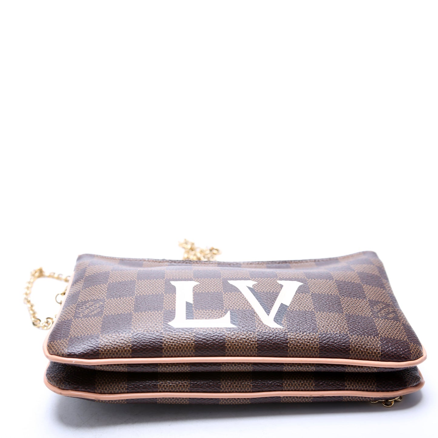 Louis Vuitton Pochette Double Zip Damier Ebene Peach