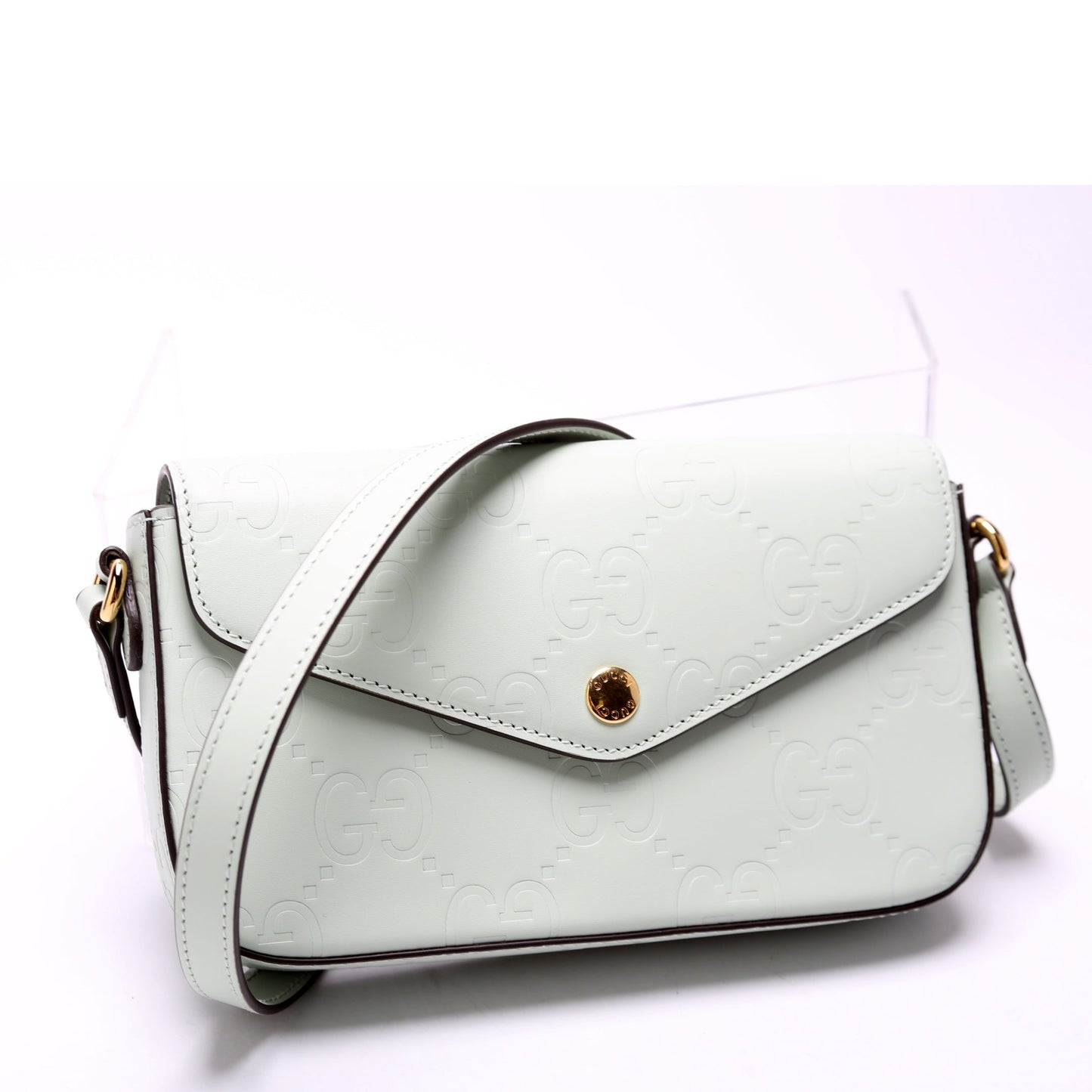 Gucci 772794 GG Leather Super Mini Shoulder Sage Bag