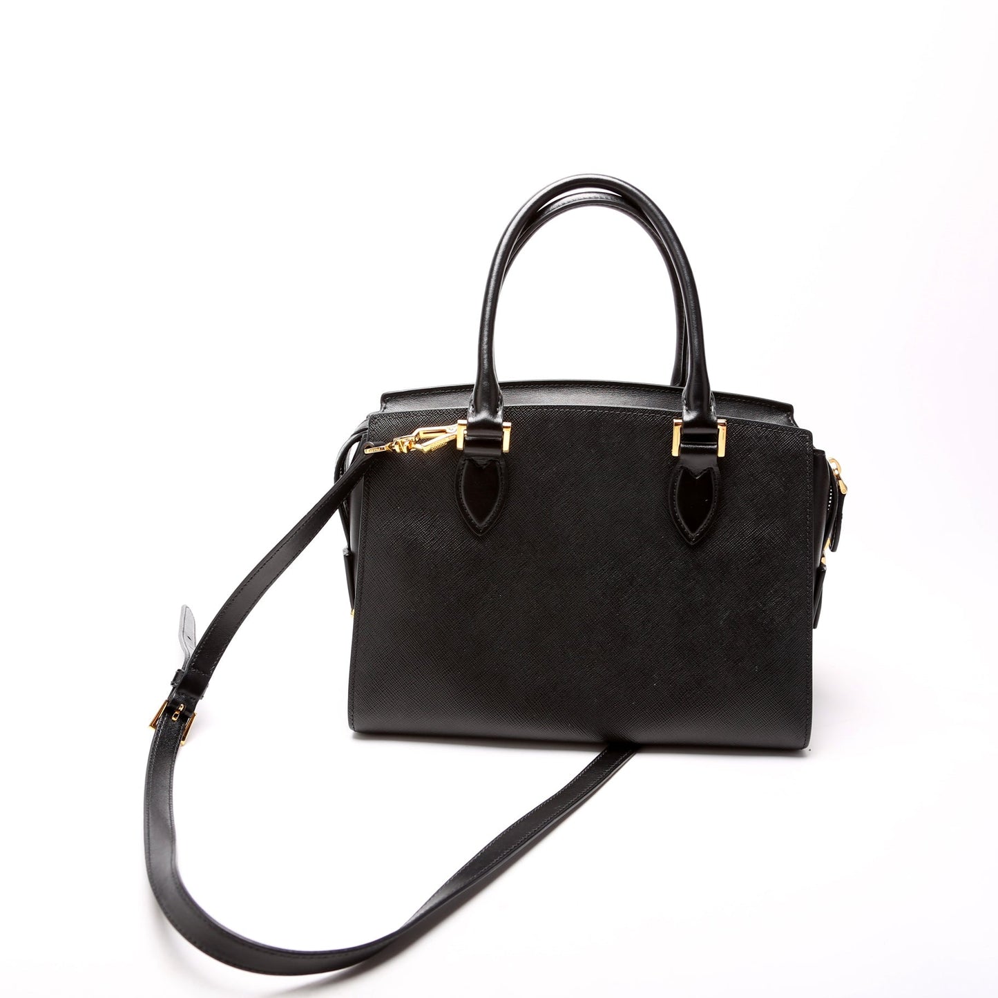 Prada Saffiano/Soft Calfskin Small Top Handle Black Bag