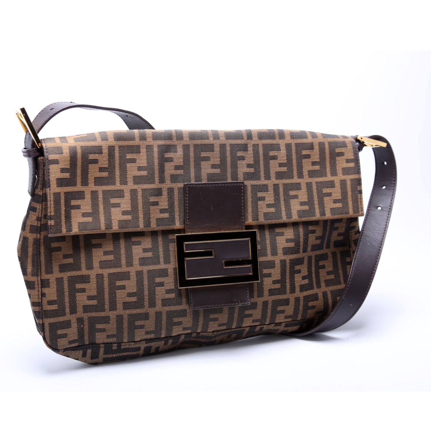 Fendi Zucca Vitelo Messengeruette Brown Bag