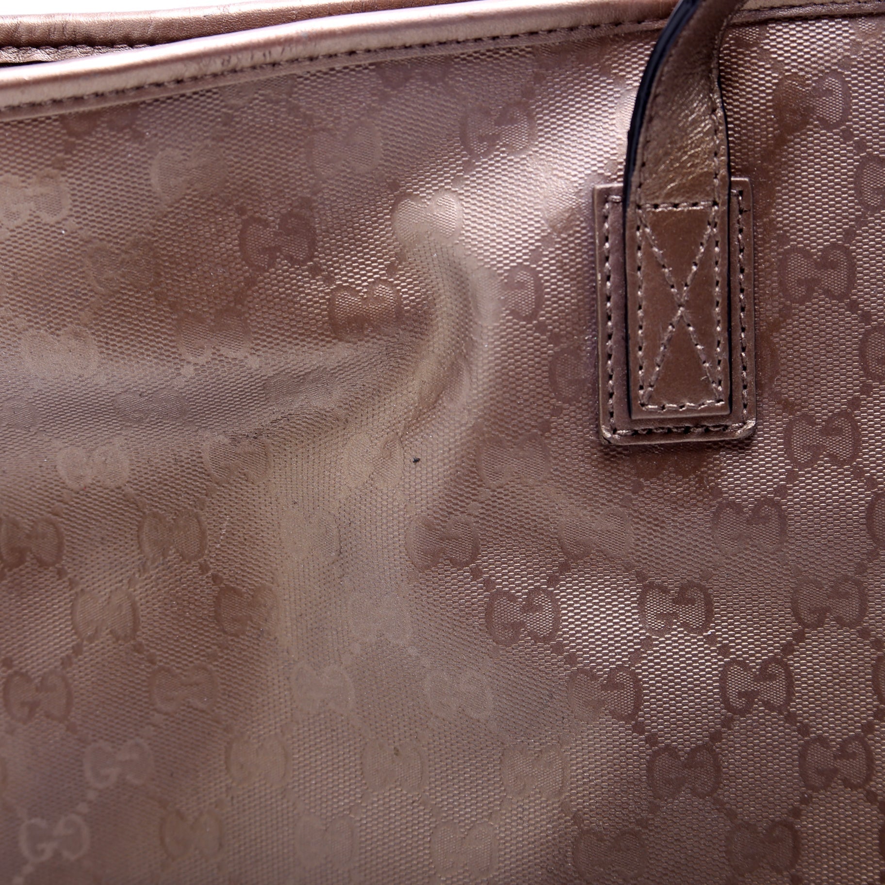 Gucci 211137 GG Imprime Medium Zip Tote Bronze Bag